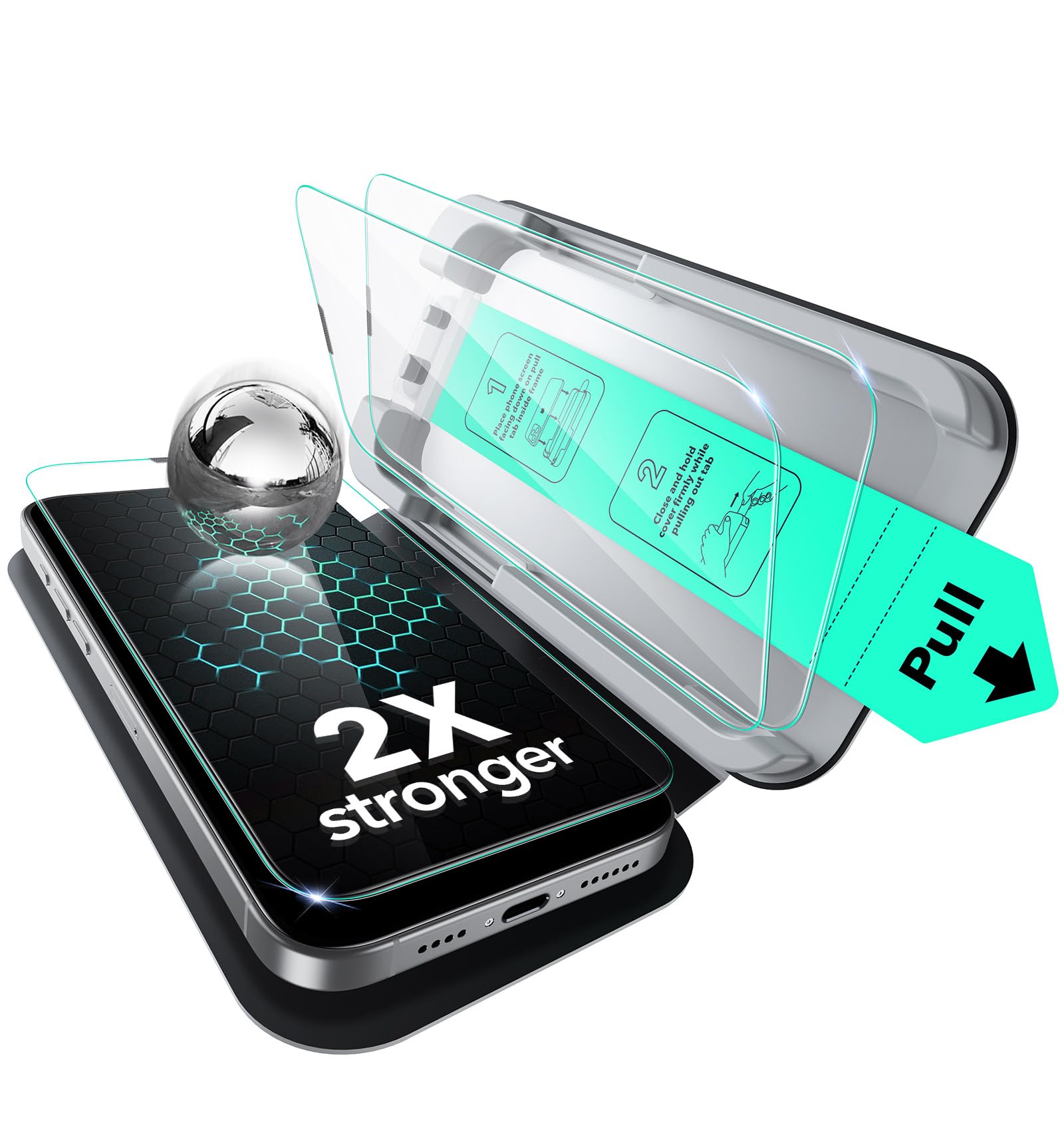 ESR Pellicola Vetro Temperato per iPhone 14 Pro, Protezione di livello militare, Durezza 9H, Vetro temperato a copertura totale con supporto UltraFit, 3 Pezzi