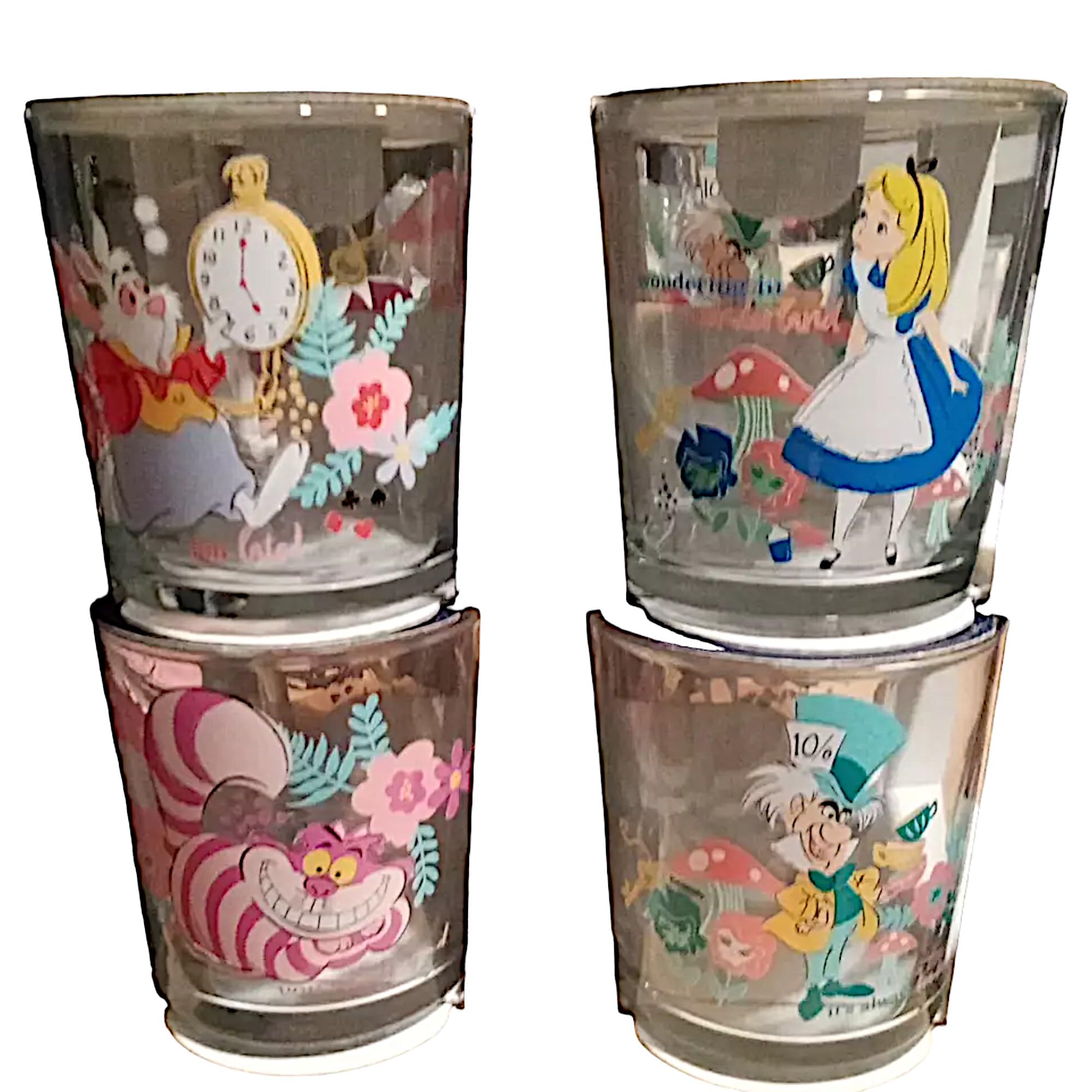 Alice in Wonderland Drinking Glasses Set of 4 with 275ml Capacity  Dishwasher Safe : Amazon.co.uk: Home & Kitchen