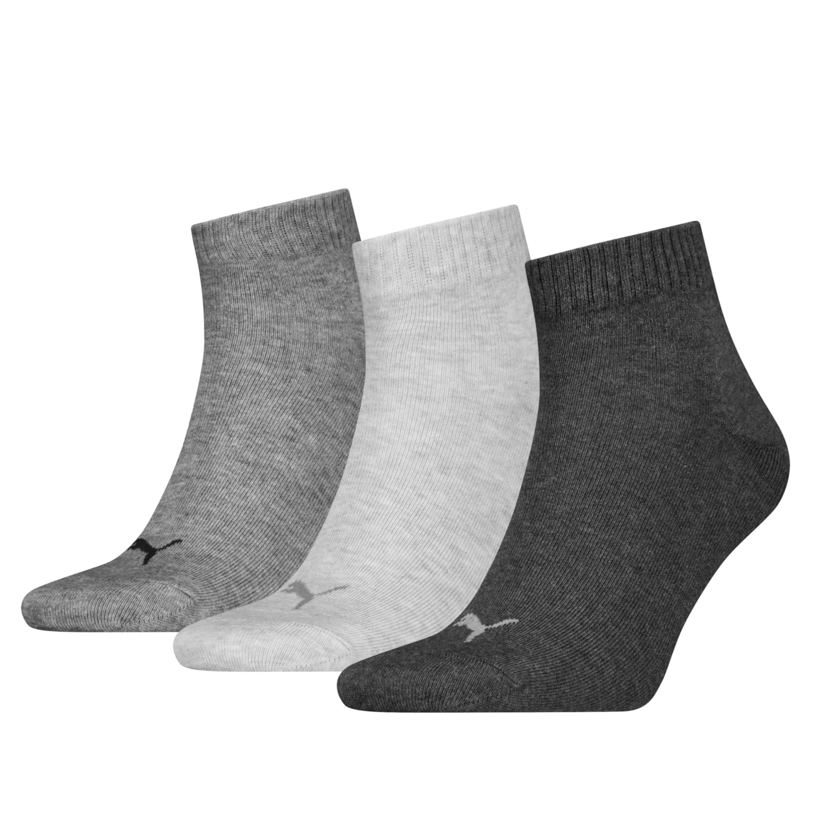 PUMA Sports Ankle Trainer Socks Unisex Quarters (3 Pair Packs) Everyday Comfort - Anthracite Grey UK 2.5-5