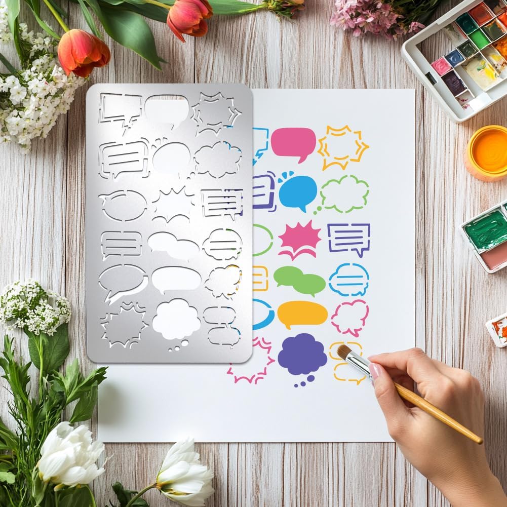 UNICRAFTALE Manga Bubble Dialogue Box Metal Stencil Reusable Different Bubble Border Stencils Painting Stainless Steel Template for DIY Scrapbooking Photo Album Decorative Paper Card image 5