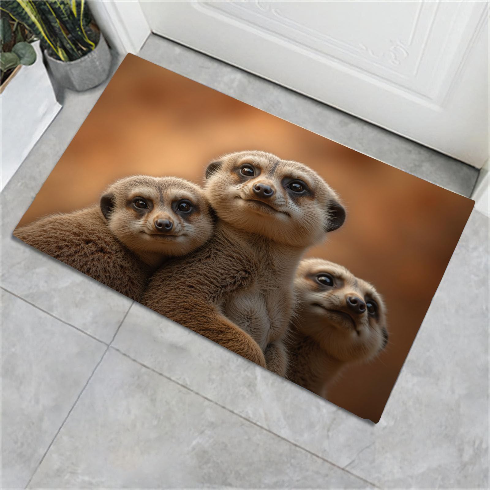 Tapis lavable paillasson antidérapant 50x80cm motif suricate pour la cuisine
