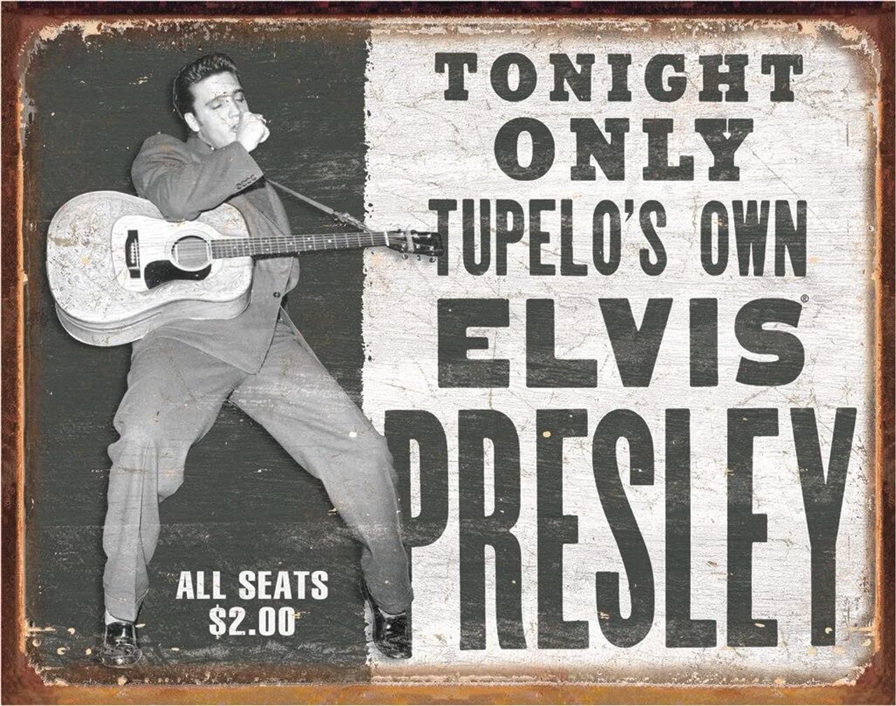 Desperate Enterprises Elvis Presley - Tupelo's Own Tin Sign - Nostalgic Vintage Metal Wall Decor - Made in USA