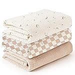 Konssy 3 Pack Muslin Swaddle Blankets for Unisex, Newborn Receiving Blanket, Large 47 x 47 inches, Soft Breathable Muslin Baby Swaddles for Boys & Girls