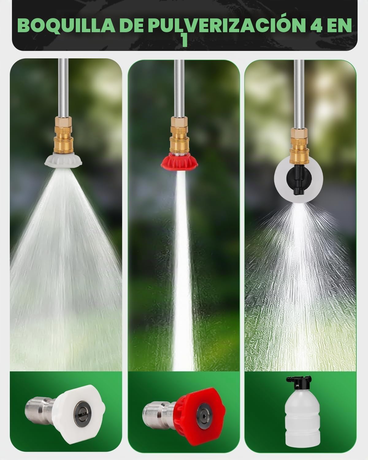 Hidrolimpiadora Inalámbrica, Aoresac 800PSI hidrolimpiadora de Alta Presion con 2 Baterías 2000mAh, Boquilla Multifunción, Adaptador de Grifo para Limpieza de Coches, Motos, Jardín, Terraza