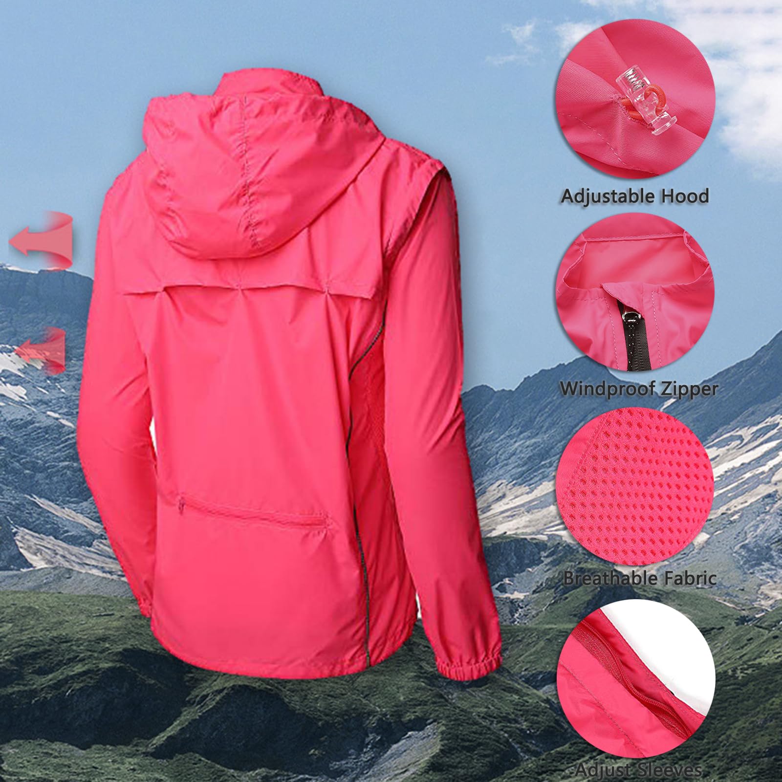 Damen-Fahrradjacke, Outdoor-Sport-Radtrikot, wetterfeste MTB-Fahrradoberteile, atmungsaktive Sommer-Fahrradoberbekleidung für Herren, leichte reflektierende Fahrradanzüge, UV-bes(Size:XXXL,Color:Rosa) Fashion