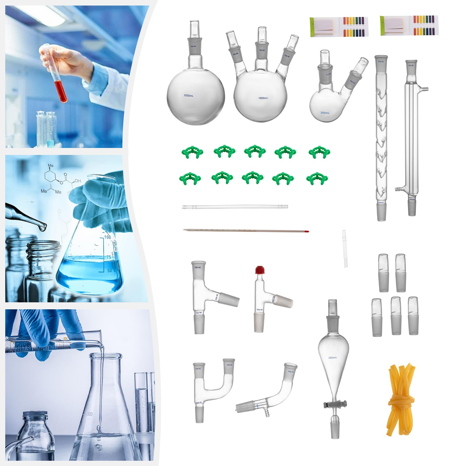 Labor-Destillationsset, 1000ml Destillationsgerät 29Stück Set mit Glaswaren