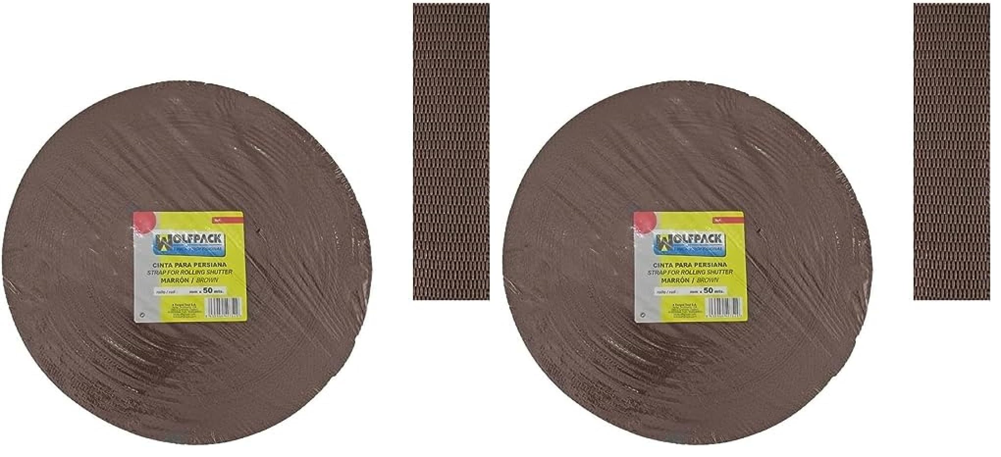 Cinta persiana Wolfpack de 18 mm: resistencia profesional en color marrón, pack de 2 rollos x 50m