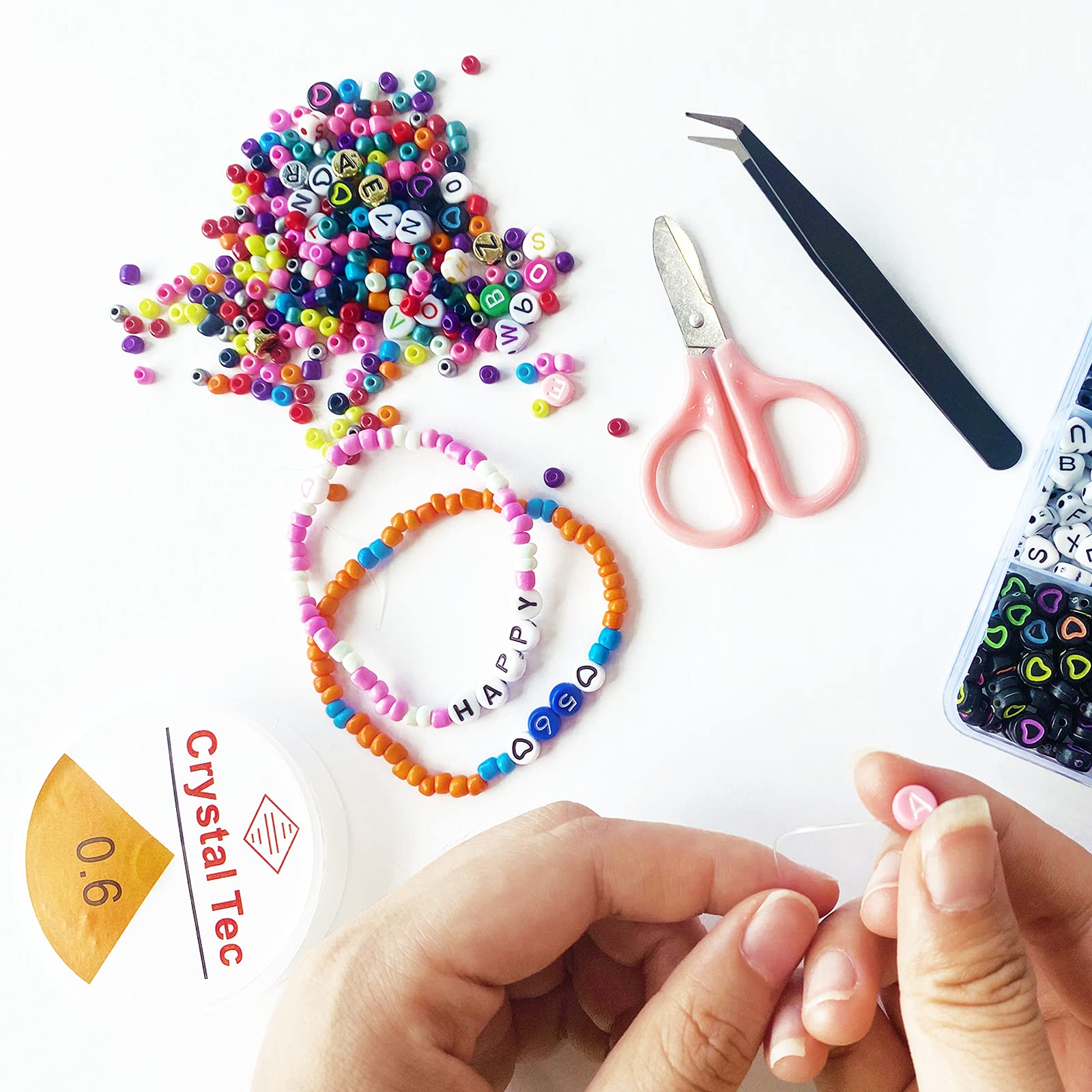 ihaspoko 2 Rotolo 0.6mm 0.8mm di filo elastico trasparente per bracciali, per Appendere Decorazioni, Filo per Perline Resistente e Durevole per Collane