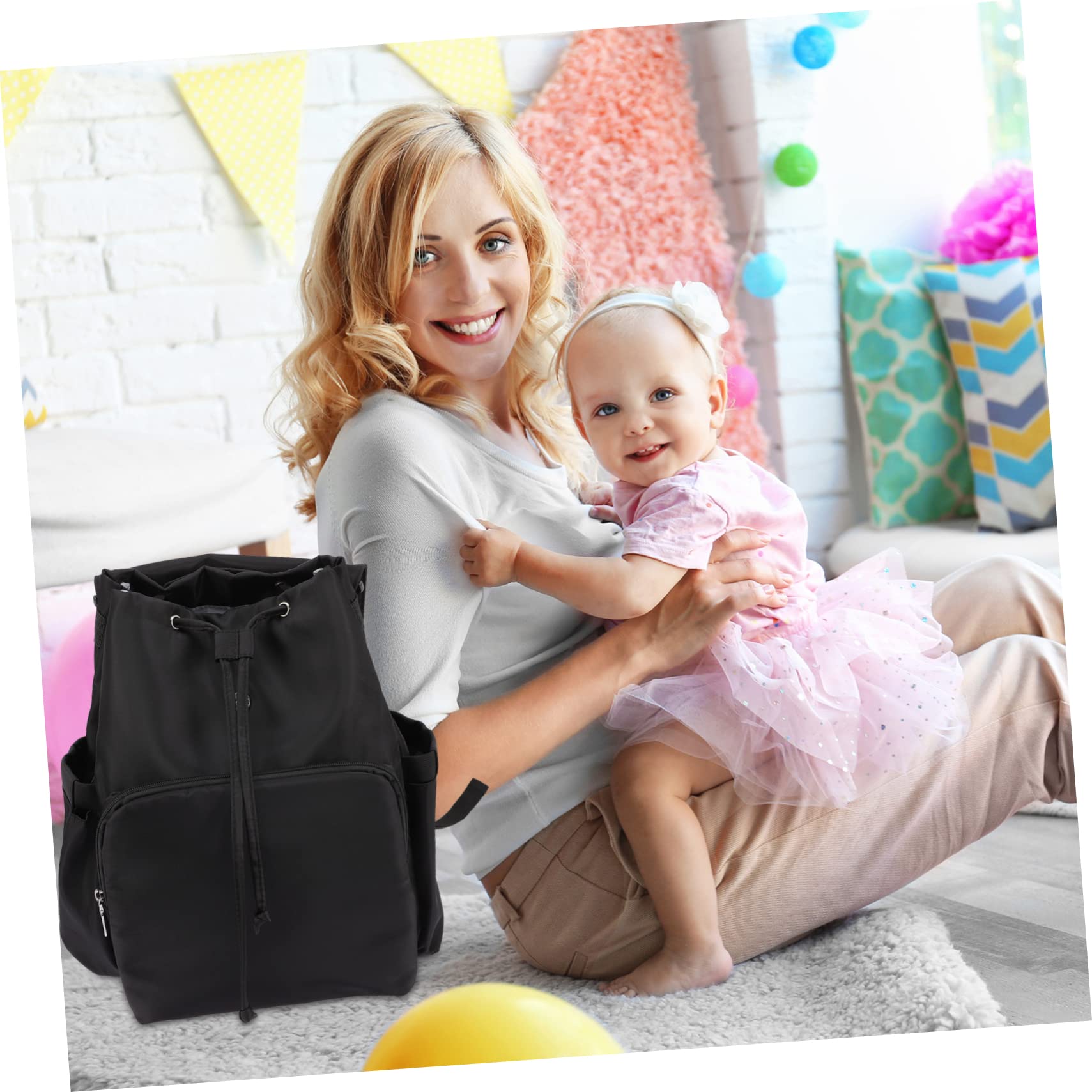 Wickeltasche Rucksack für Kordelzug Wickelrucksack mit Großem Fassungsvermögen für Babyzubehör für Unterwegs Wasserabweisend Langlebig
