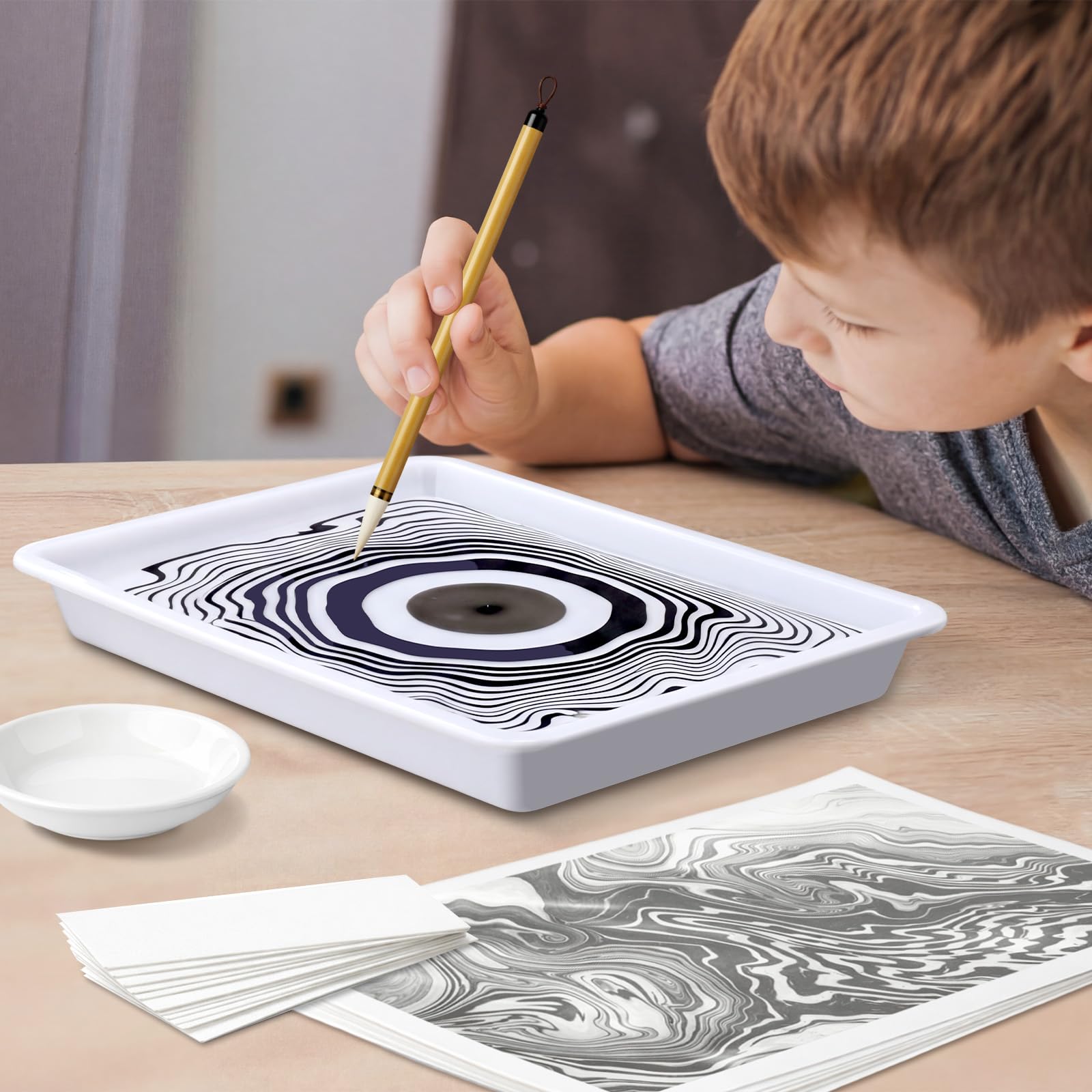 ReliThick Suminagashi - Kit per pittura marmorizzata ad acqua, 50 pezzi, con texture in marmo giapponese, set per pittura fai da te, per terapia artistica, regali di compleanno e feste