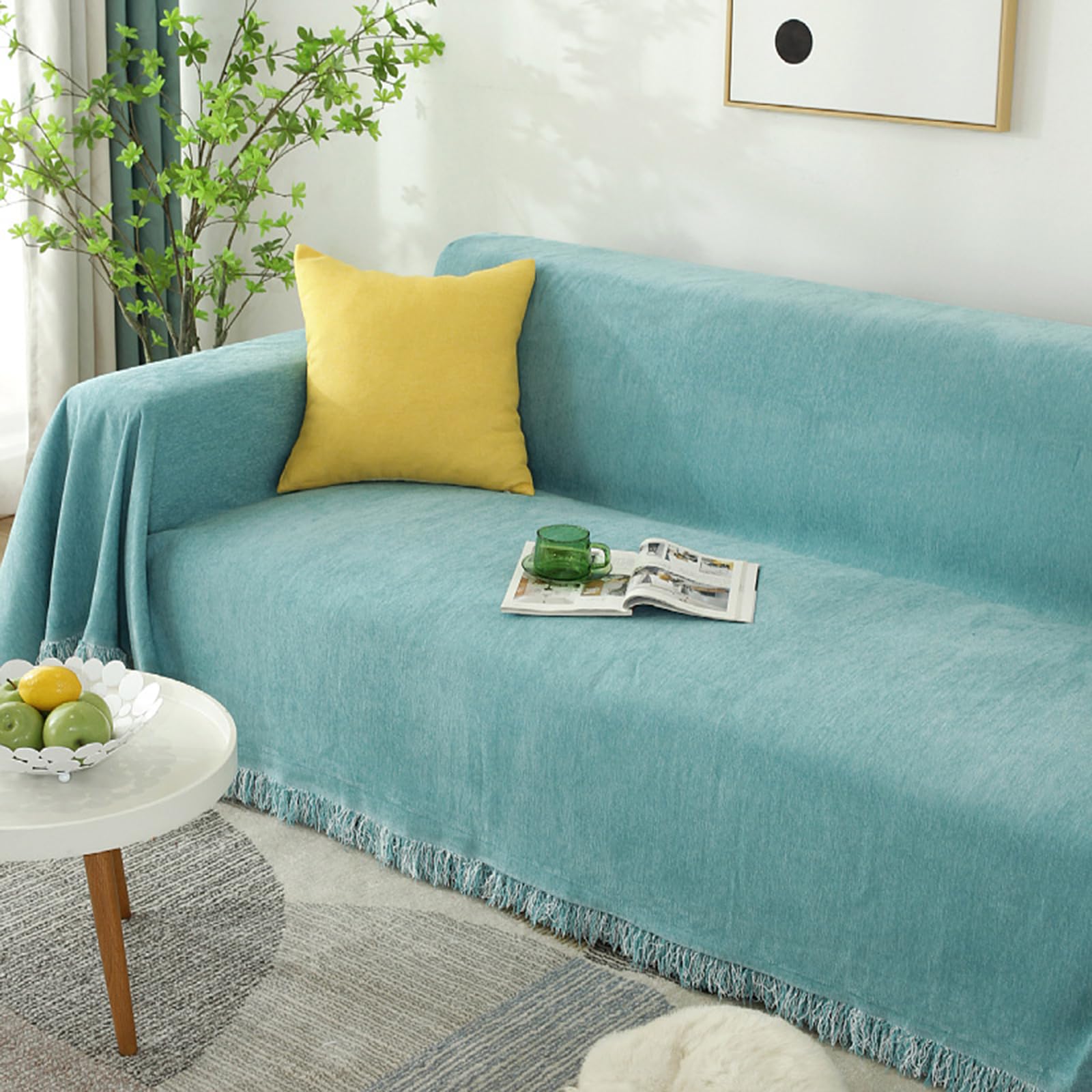 Throws for Sofas Large Throws for Settees Sofa Throw Blanket 1 2 3 4-Seater Chenille Sofa Towel L-Shaped Corner Universal Sofa Cover Anti Slip Sofa Slipcover Nordic Living Room Couch Cover Multipurpo