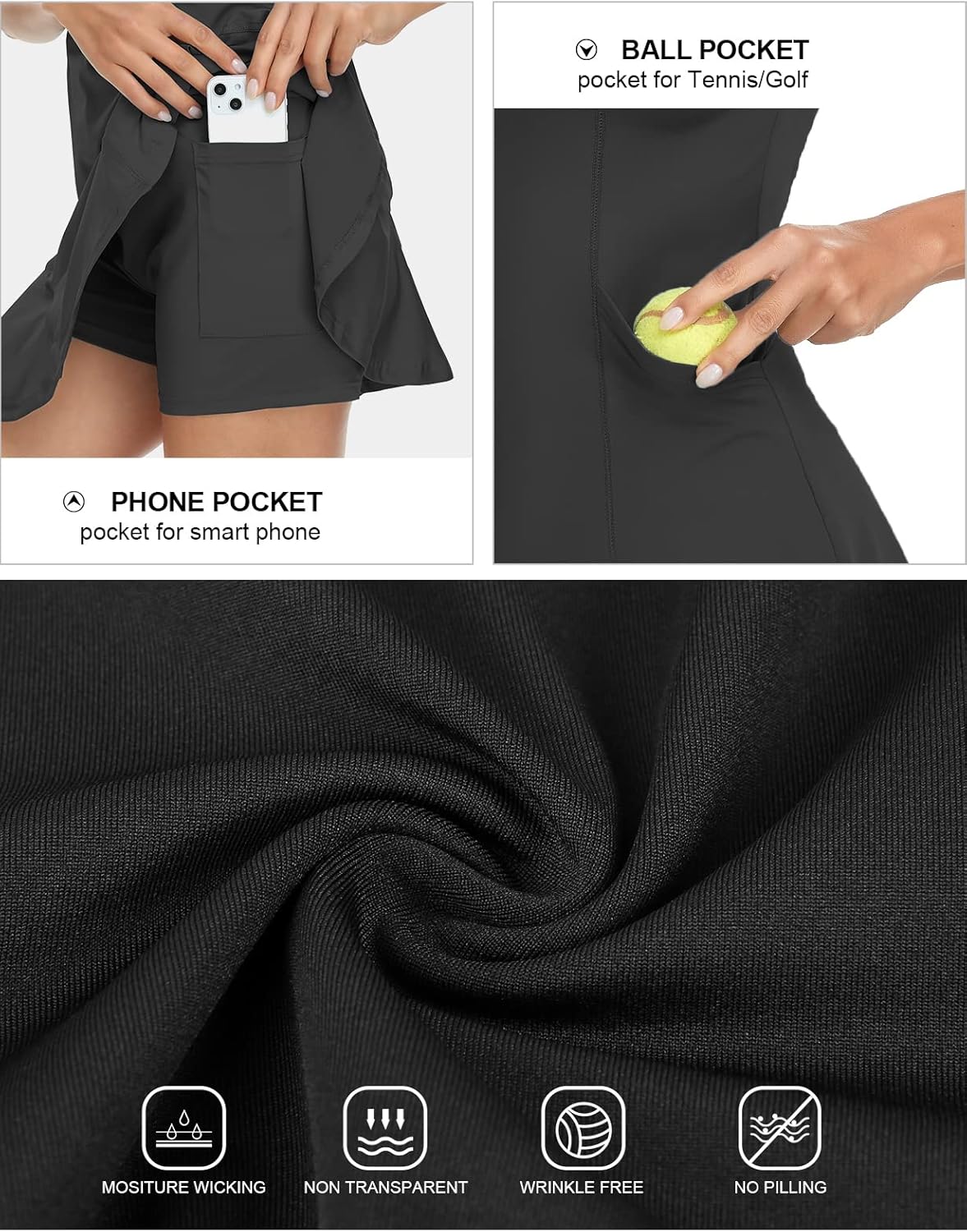 Tanst Sky Women's Golf Dress with Shorts Zip Up Quick Dry Sleeveless Pockets Tennis Workout Dresses - Image 5