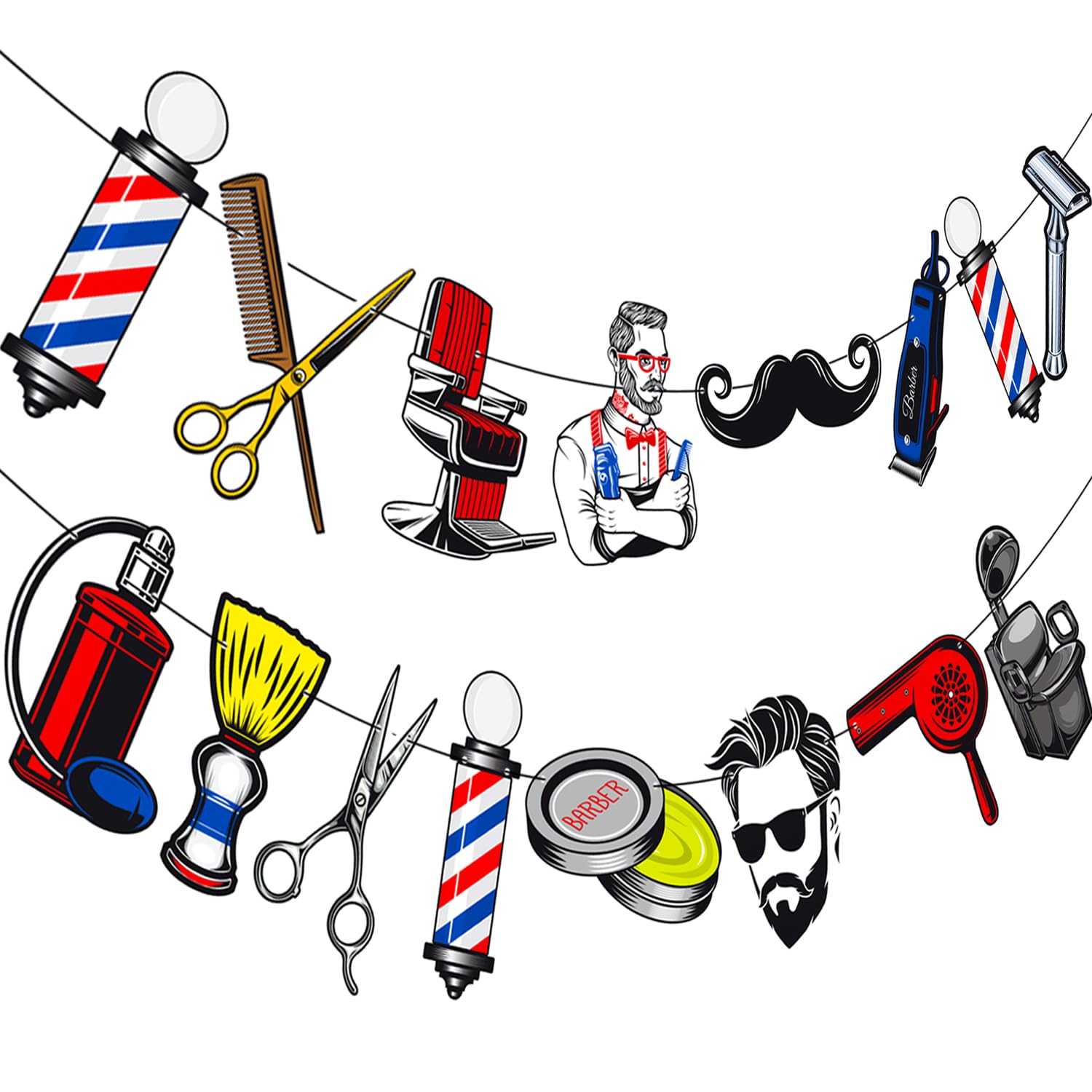 Barber Banners Barbershop Party Decorations Barber Birthday Party Supplies 2Pcs Barber Hairstylist Cutout Banners for Haircut Graduation Party Decor