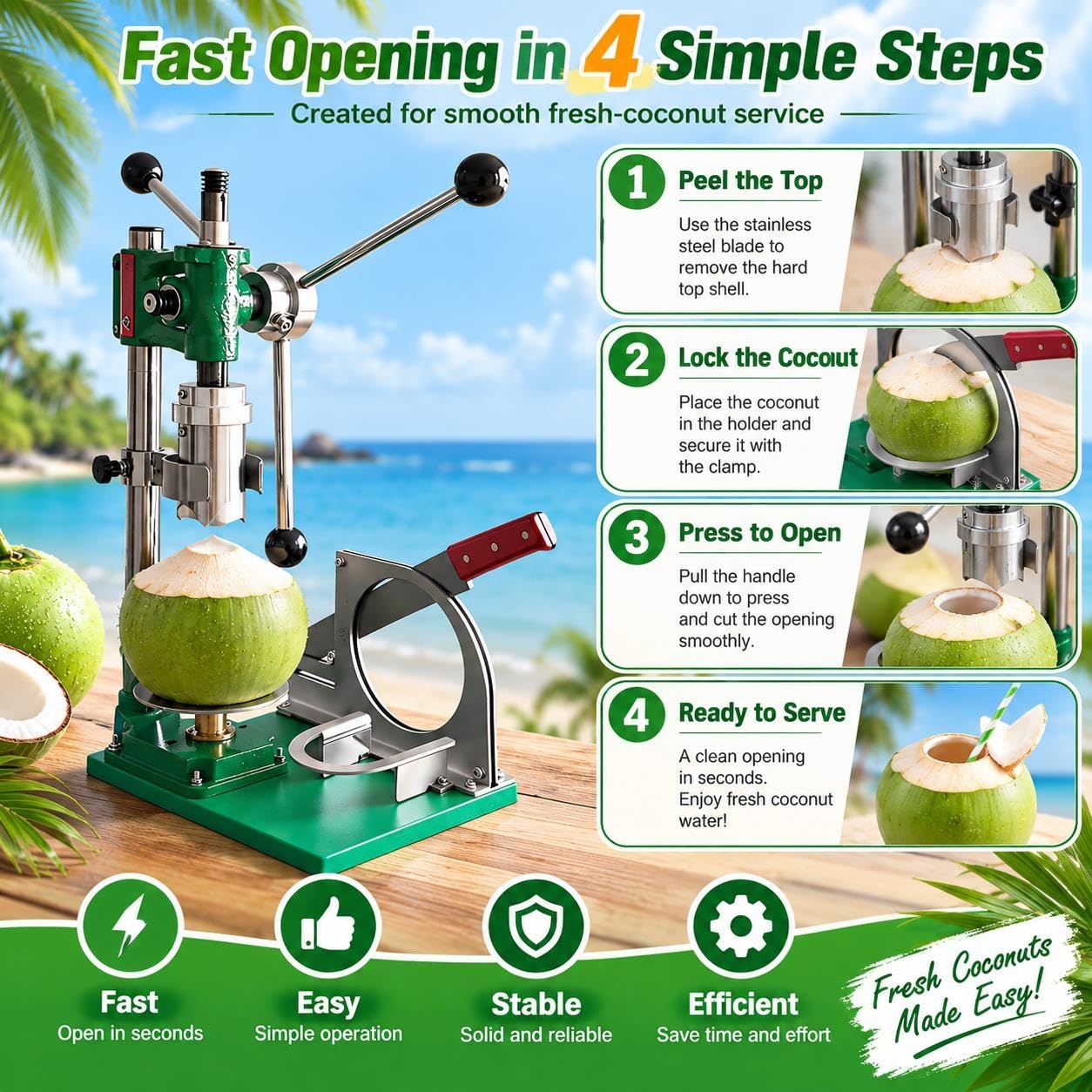 Máquina De Apertura De Coco Manual