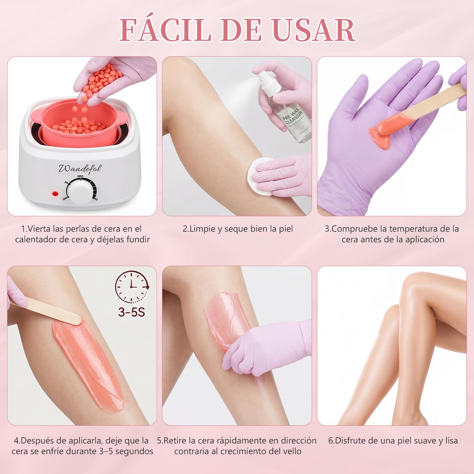 Juego de depilación profesional Wachsgerät Calentador de Cera Depilatoria - Máquina de Cera Caliente para Depilar con 4x100g Cera Depilatoria