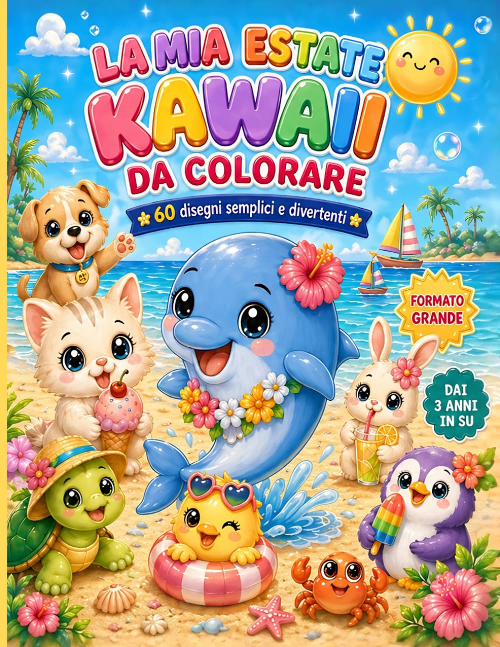 La Mia Estate Kawaii da Colorare: 60 disegni semplici e divertenti. Dai 3 anni in su. (Scarabù da Colorare)