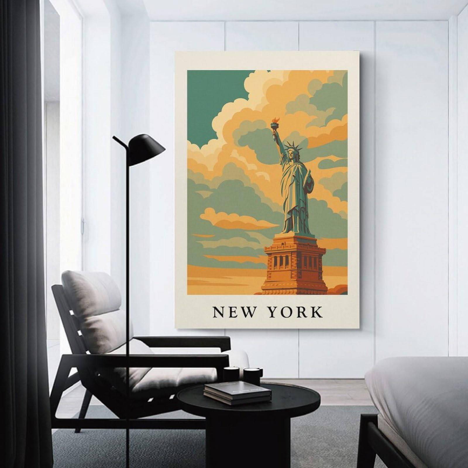 Junmoney Statue of Liberty New York Art Canvas Wall Art, 24x36inch(60x90cm), for Entrance Walls, Hall Decor Or Foyers, Wall Decor to Refresh Empty Corners