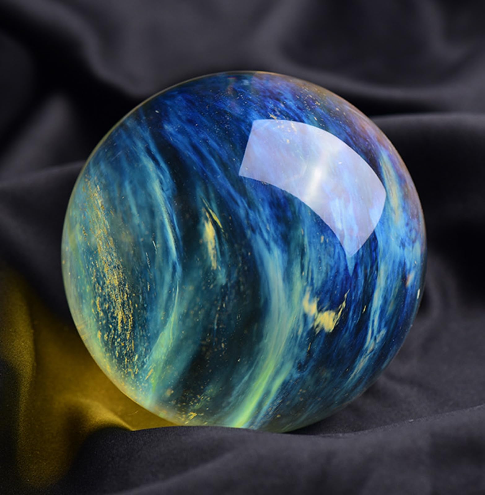 CYVXCPPGI Smelting Yellow Red Crystal Ball with Stand, Quartz Crystal Gemstone Ball, Stones Crystals for Feng Shui Divination Home Decoration,18cm/7.1in