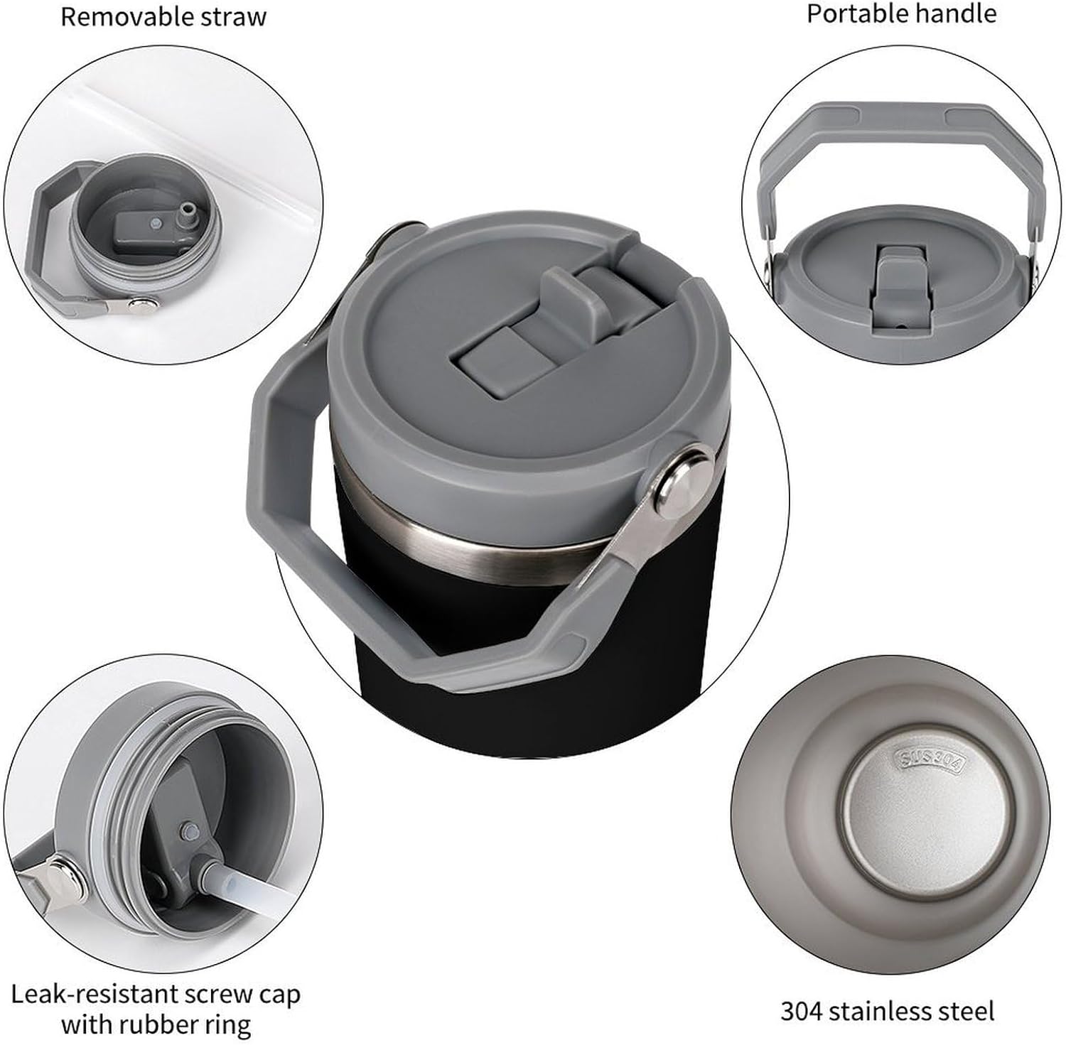 Coffee Cup And Coffee Bean Water Bottle 30 Oz Fits Car Cup Holder,Insulated Coffee Mug Large Capacity Car Cups,Stainless Steel Double Wall Sport Bottle for Travel Sports Gym