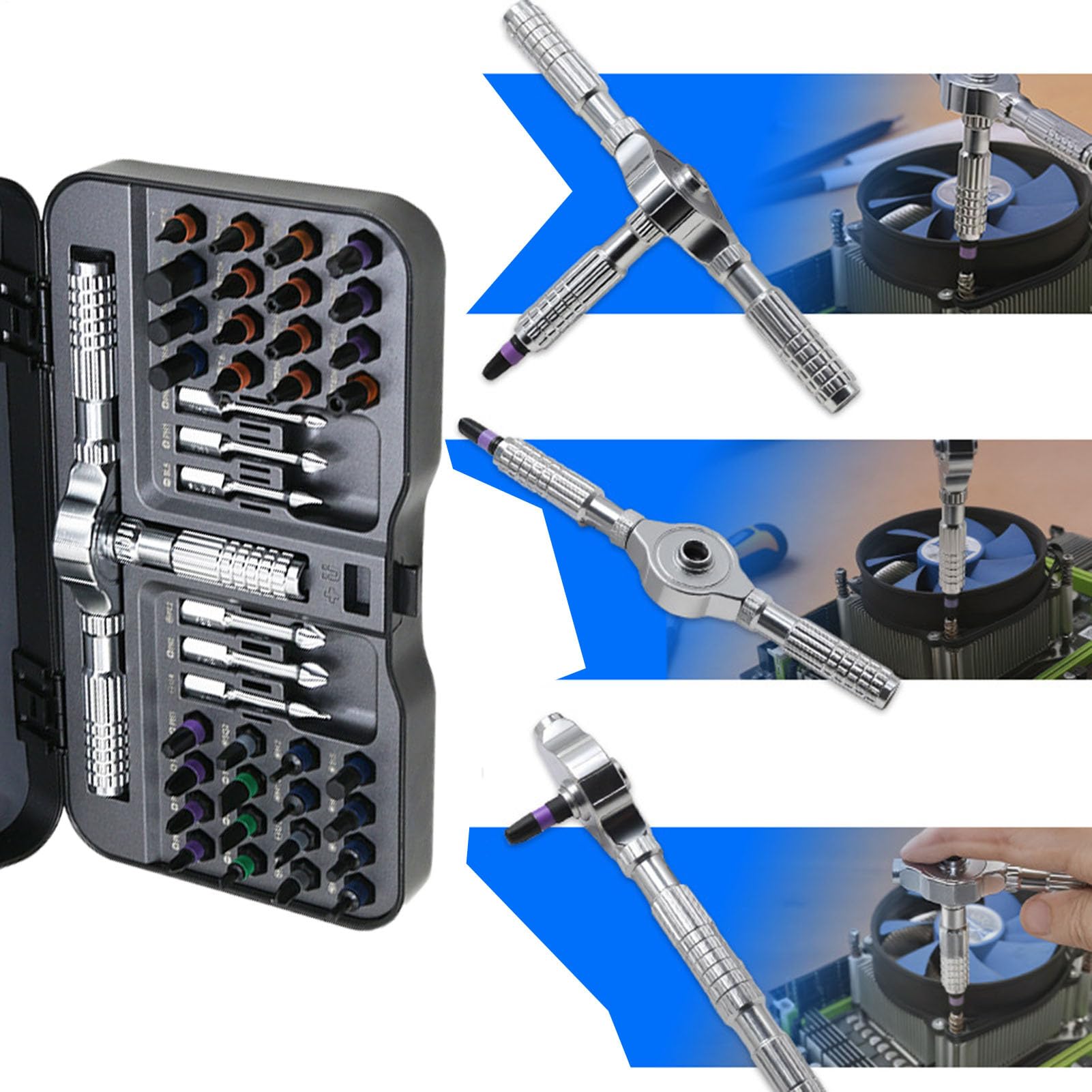 Set Di Cacciaviti A Cricchetto Precisione Ergonomico 40 In 1 | Kit di punte per uso domestico Per Automotive Meccanico Elettricista Edilizia Falegnameria Idraulica Casa Industriale