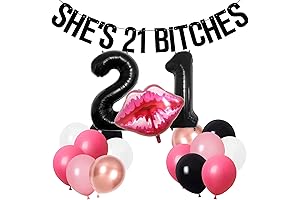 Black & Pink 21st Birthday Decorations for Women