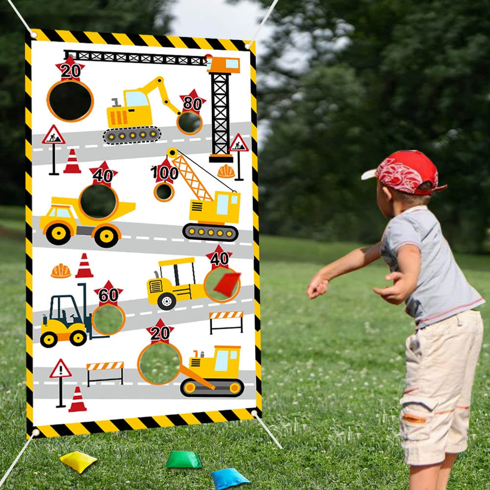 Amazon.com: Construction Truck Toss Game Banner with 4 Bean Bags ，Indoor  Outdoor Excavator Throwing Theme Party Game Banner with 7 Score Holes for  Boys Kids Teens Adults Birthday Party Decorations （Yellow） :