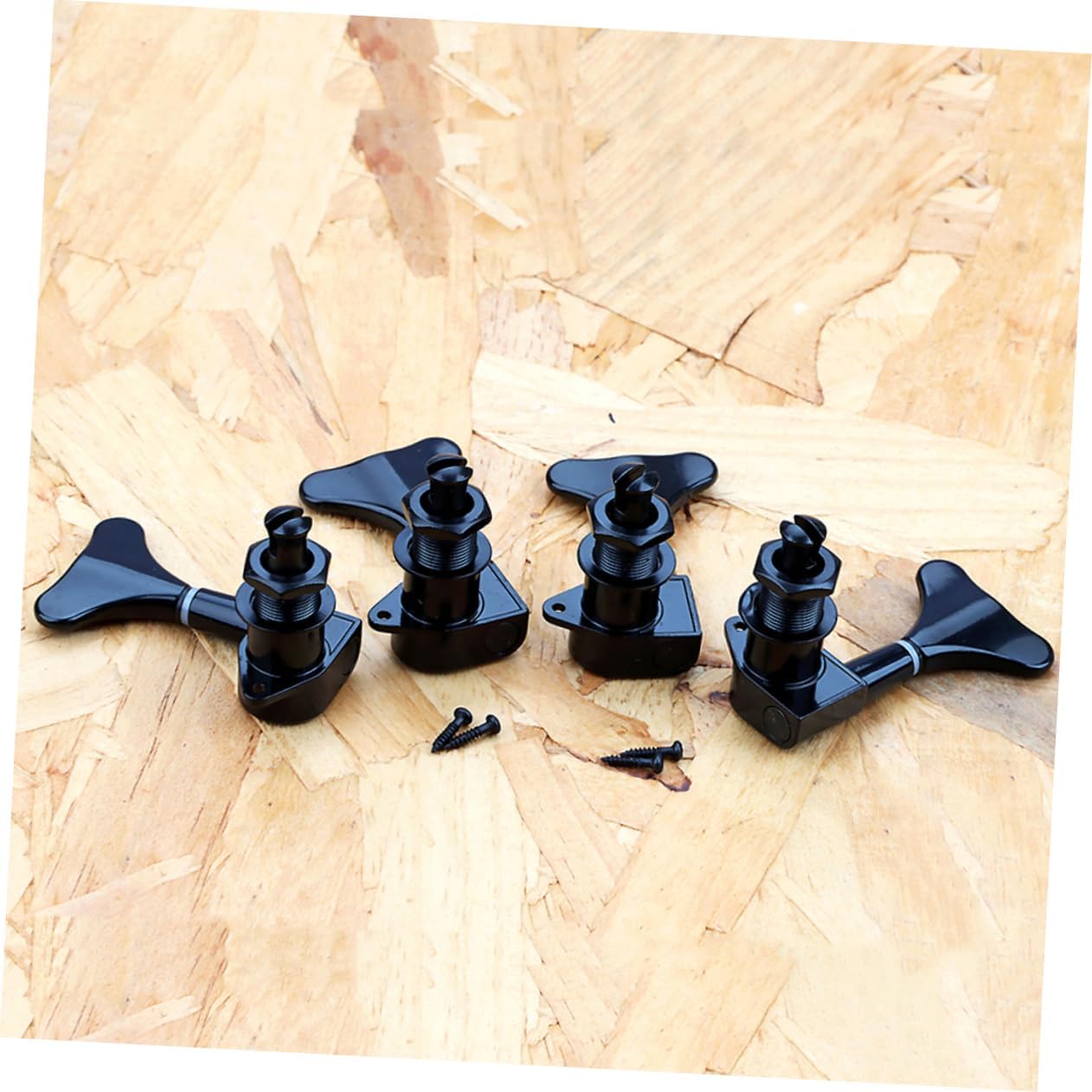 4sets Bass Tuning Pegs Machine Heads Hipshot Tuners for Electric Bass Strings Easy Install Professional Tuning Key Black