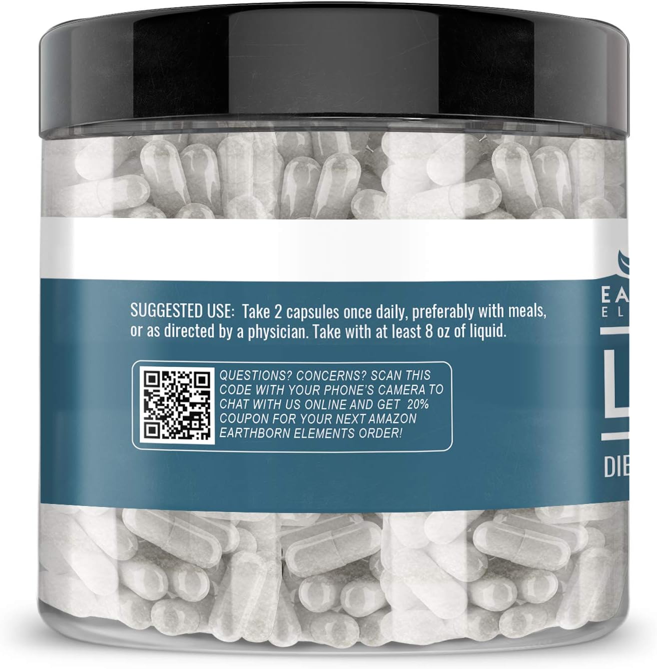 Earthborn Elements L-Glutamine 200 Capsules, Pure & Undiluted, No Additives : Health & Household