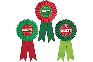 Festive Green & Red Ugly Christmas Sweater Contest Award Ribbons