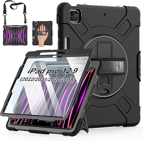 Funda para iPad Pro de 12.9 2022 6 generación2021 5 generación funda protectora de silicona de grado militar para iPad de 12.9 pulgadas de 4