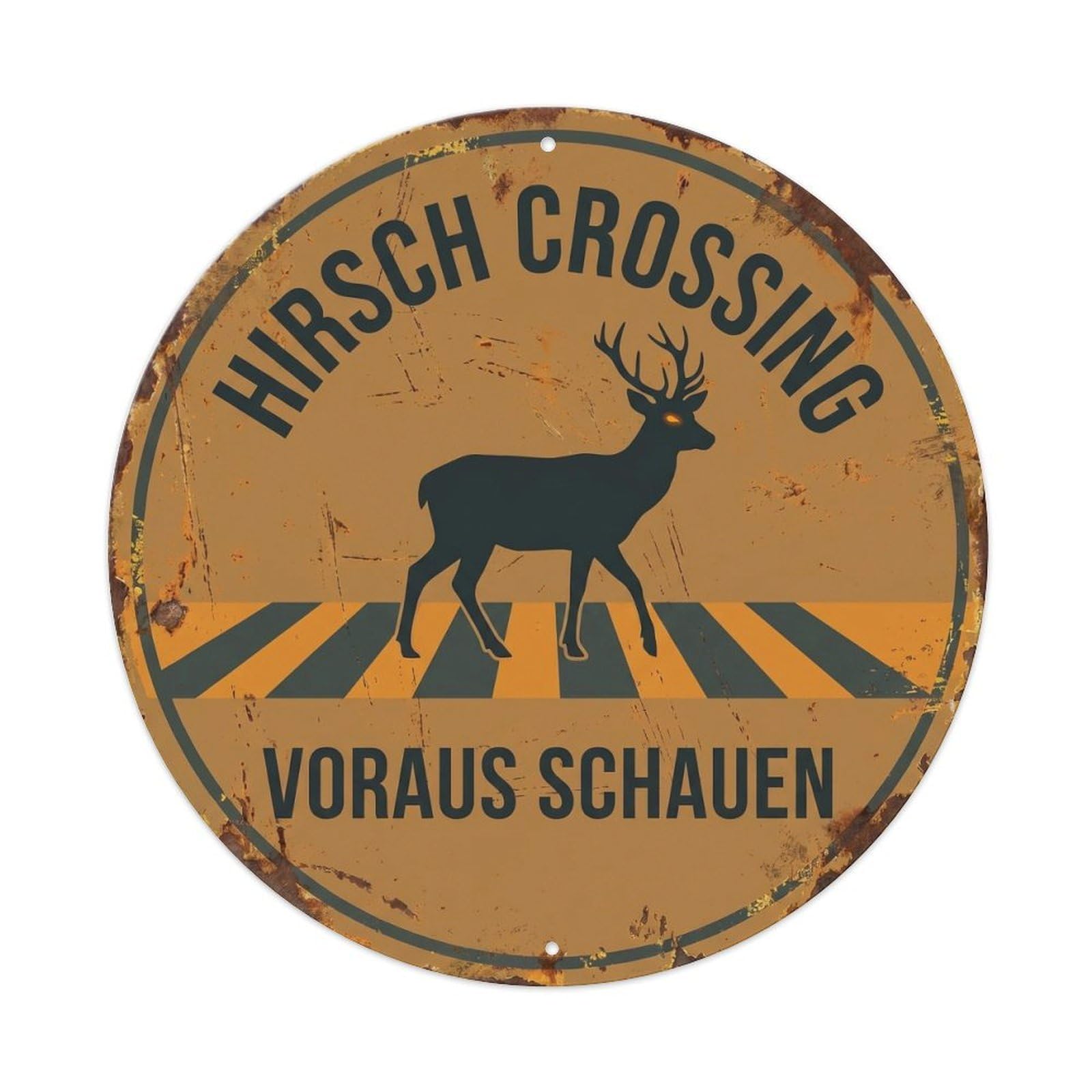Metal Tin Sign Hirsch Crossing Voraus Schauen