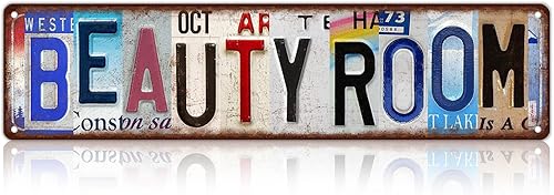 Letrero de metal vintage para sala de belleza, decoración de pared, para bar, hogar, dormitorio, garaje, 16 x 4 pulgadas, aluminio
