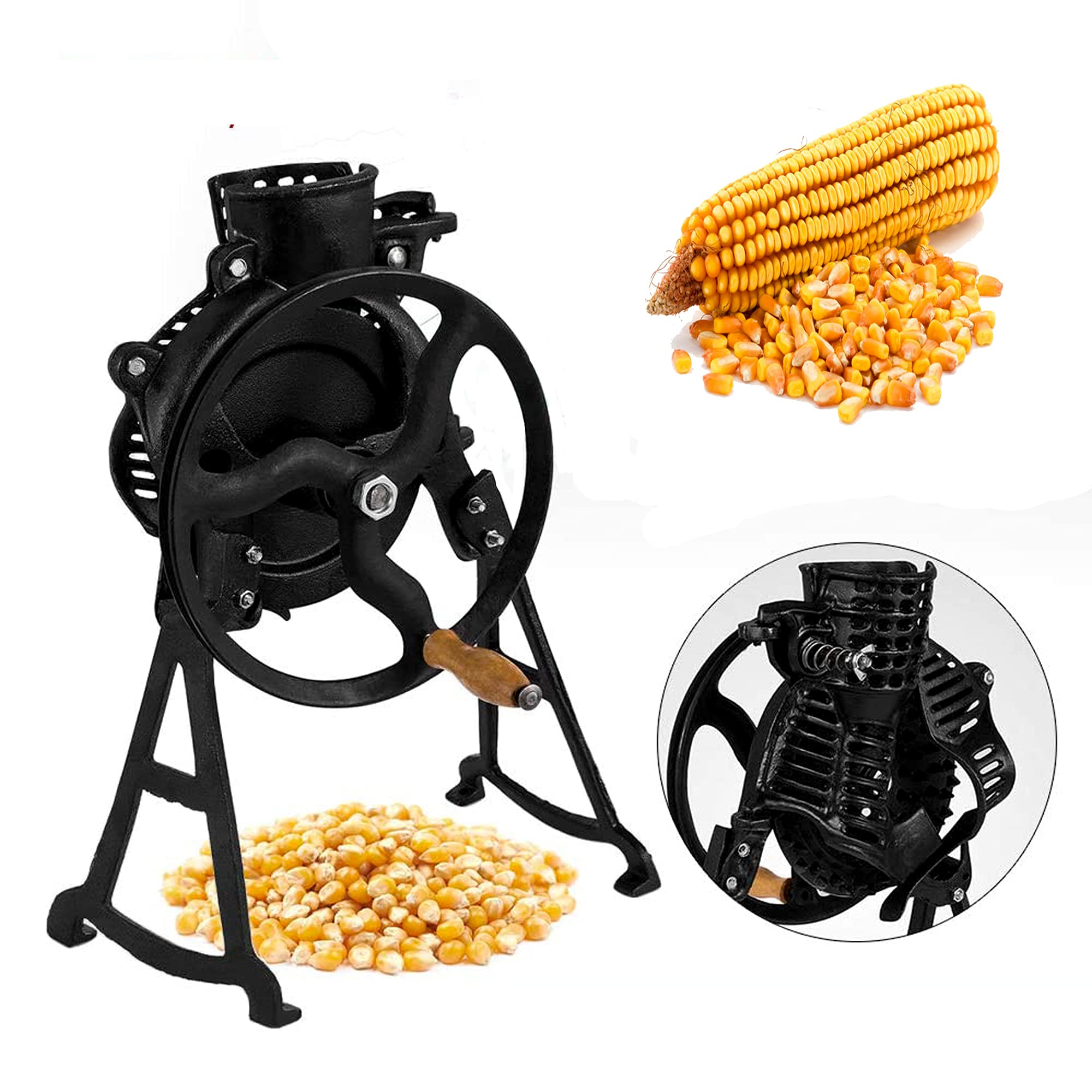 Trebbiatrice Manuale Per Mais, Sgranatrice Manuale Per Mais, Sgranatrice Per Mais In Ghisa Per Impieghi Pesanti Con Manico In Legno Tasso Di Trebbiatura 98% Per Rimuovere I Chicchi Di Mais Essiccato
