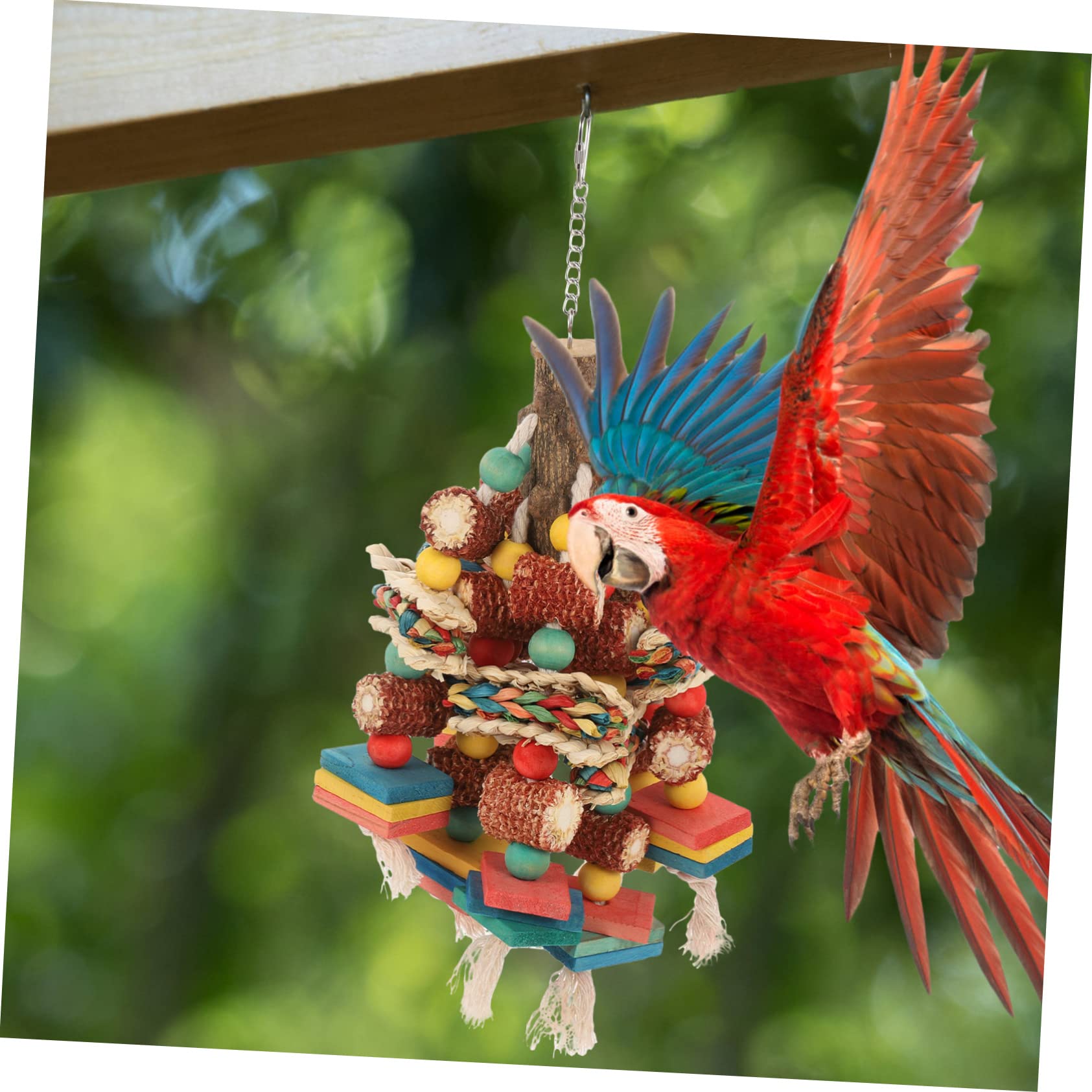 Happyyami Papageienspielzeug Aus Holz Vogelfutter Spielzeug Für Mittelgroße Papageien Hängendes Spielzeug Mit Hakendesign Für Vogelkäfig