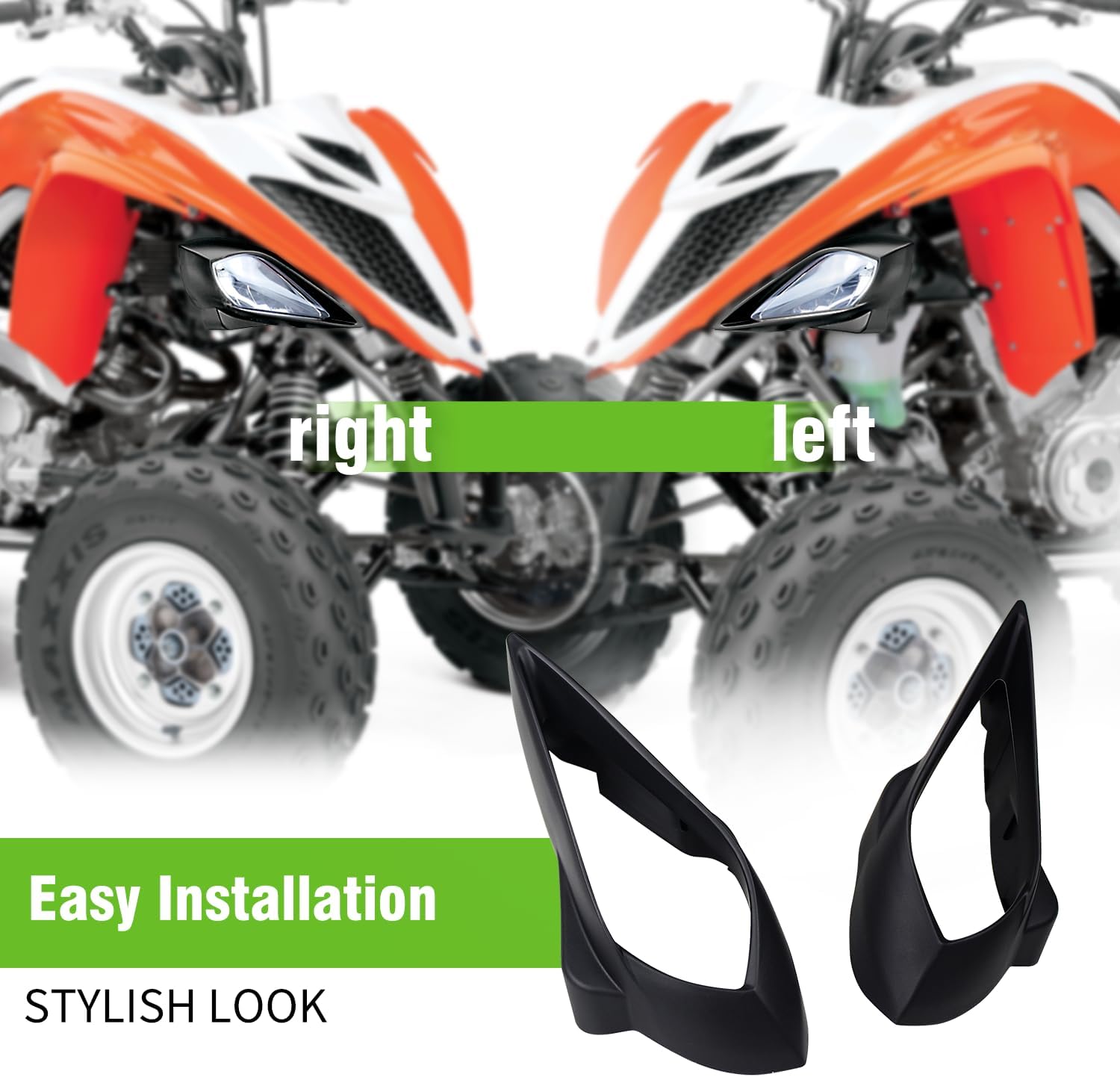 Left & Right Headlight Covers Compatible with 2006-2022 Yamaha Raptor 700 250 350, YFZ 450 YFZ450R YFZ450X, Wolverine 350 450 Head Lamp Trim Cover Accessories Replacement for 5TG-84166-01-00