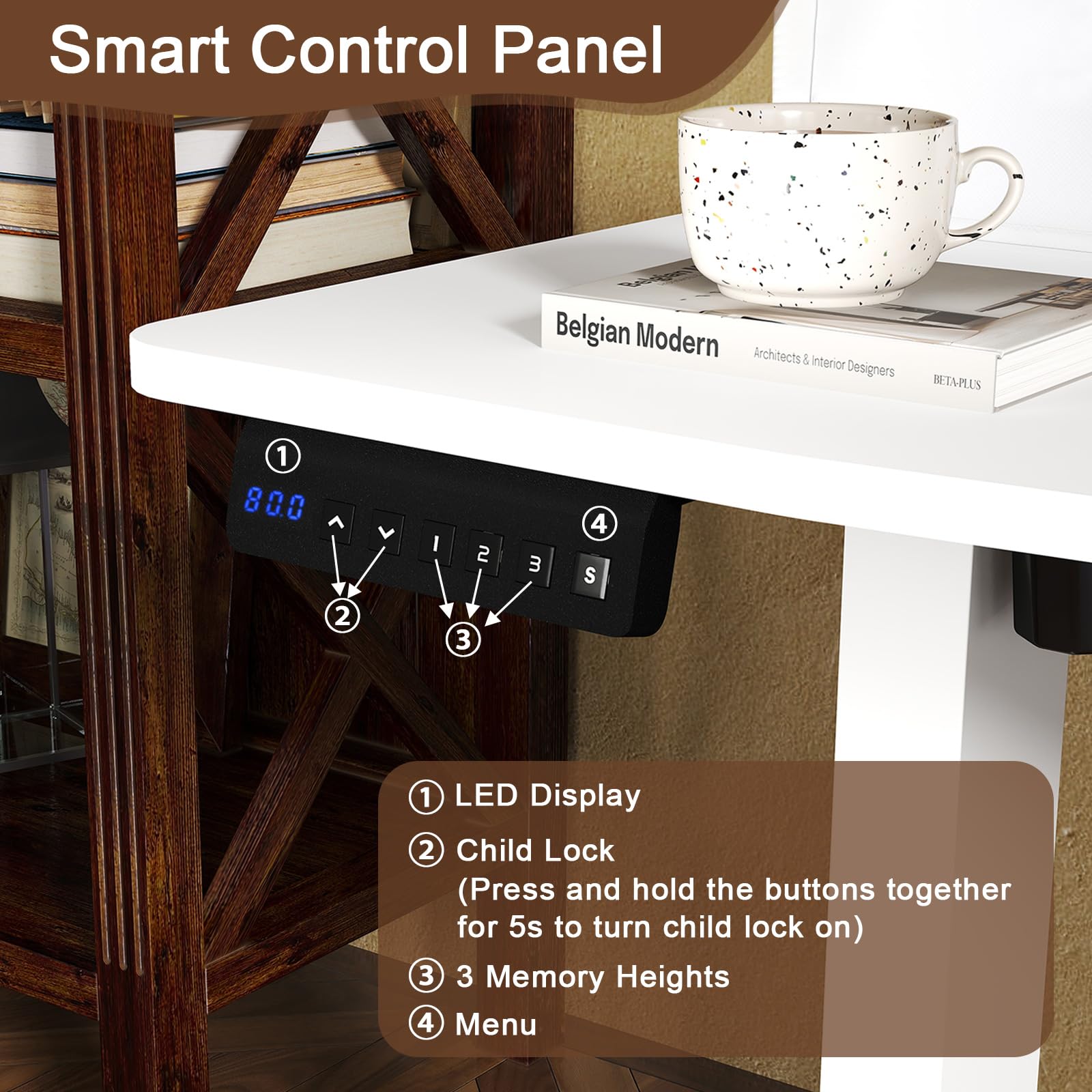 GIANTEX Scrivania elettrica regolabile in altezza, con supporto per monitor, 2 cassetti, 2 ganci, piccola scrivania per computer con altezza regolabile da 73 a 122 cm, per studio e ufficio (bianco)