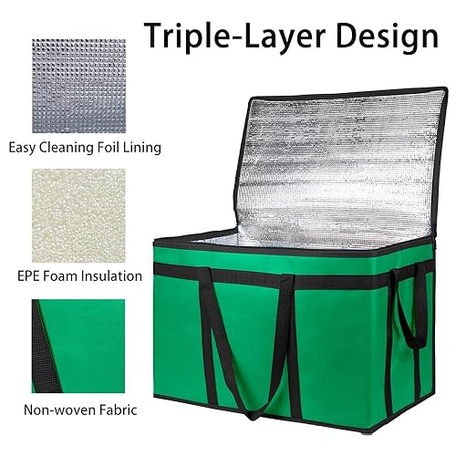 Miniatura 167 de Bodaon Paquete de 1 bolsa aislada para entrega de alimentos, bolsa de aislamiento para alimentos fríos y calientes, comercial, bolsa de Púrpura