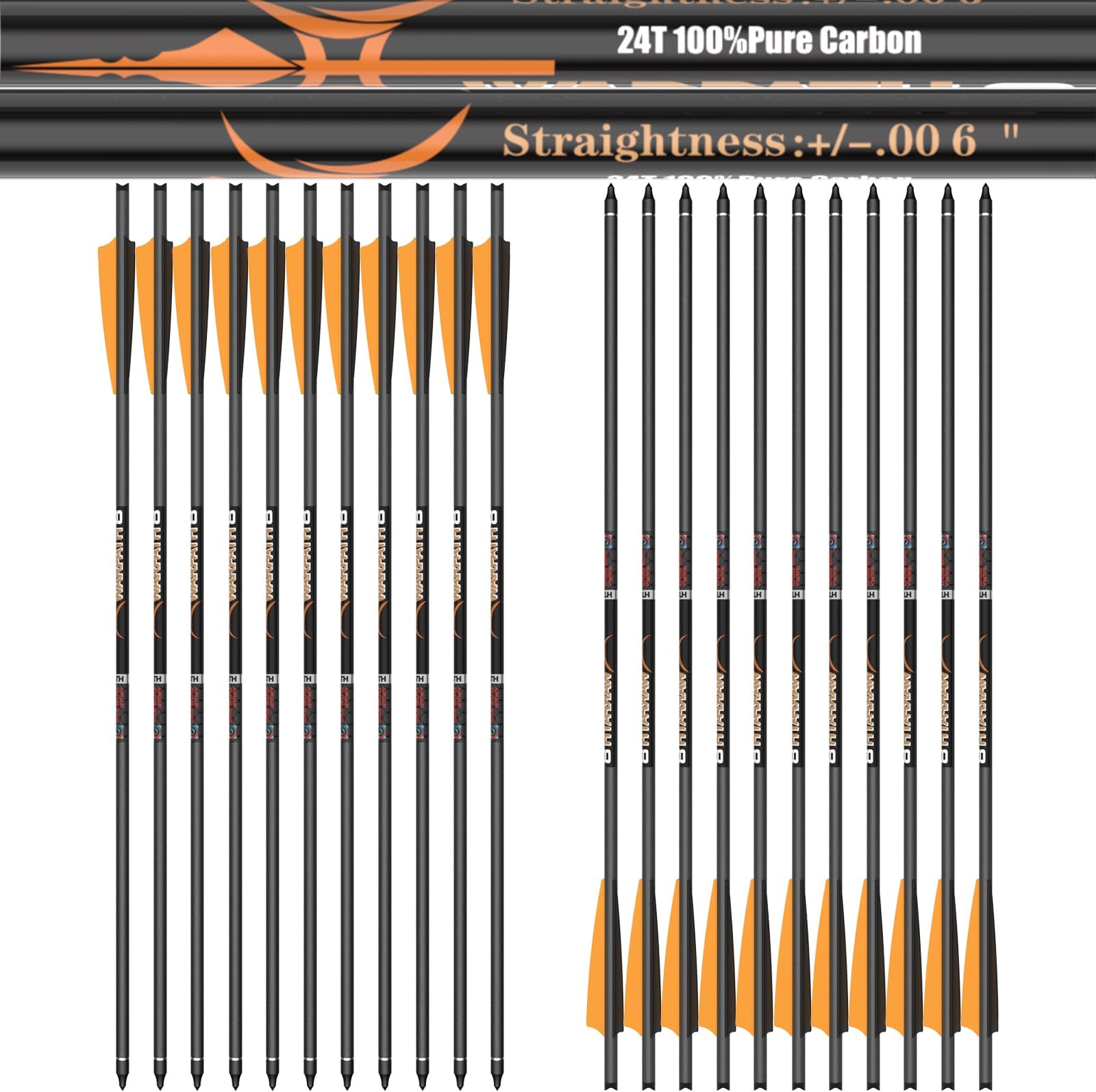 - sanlida 100% Pure Carbon Crossbow Bolts, 0.001"/0.003"/0.006" Buy 12 Get 12 Free! 20/22 Inch Professional Standard Hunting Crossbolts with Removable Tips(24 pcs)