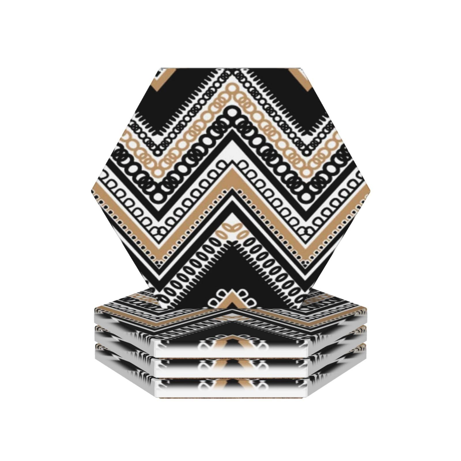 Dessous-de-verre céramique zigzag noir et blanc protège table salon décoration moderne
