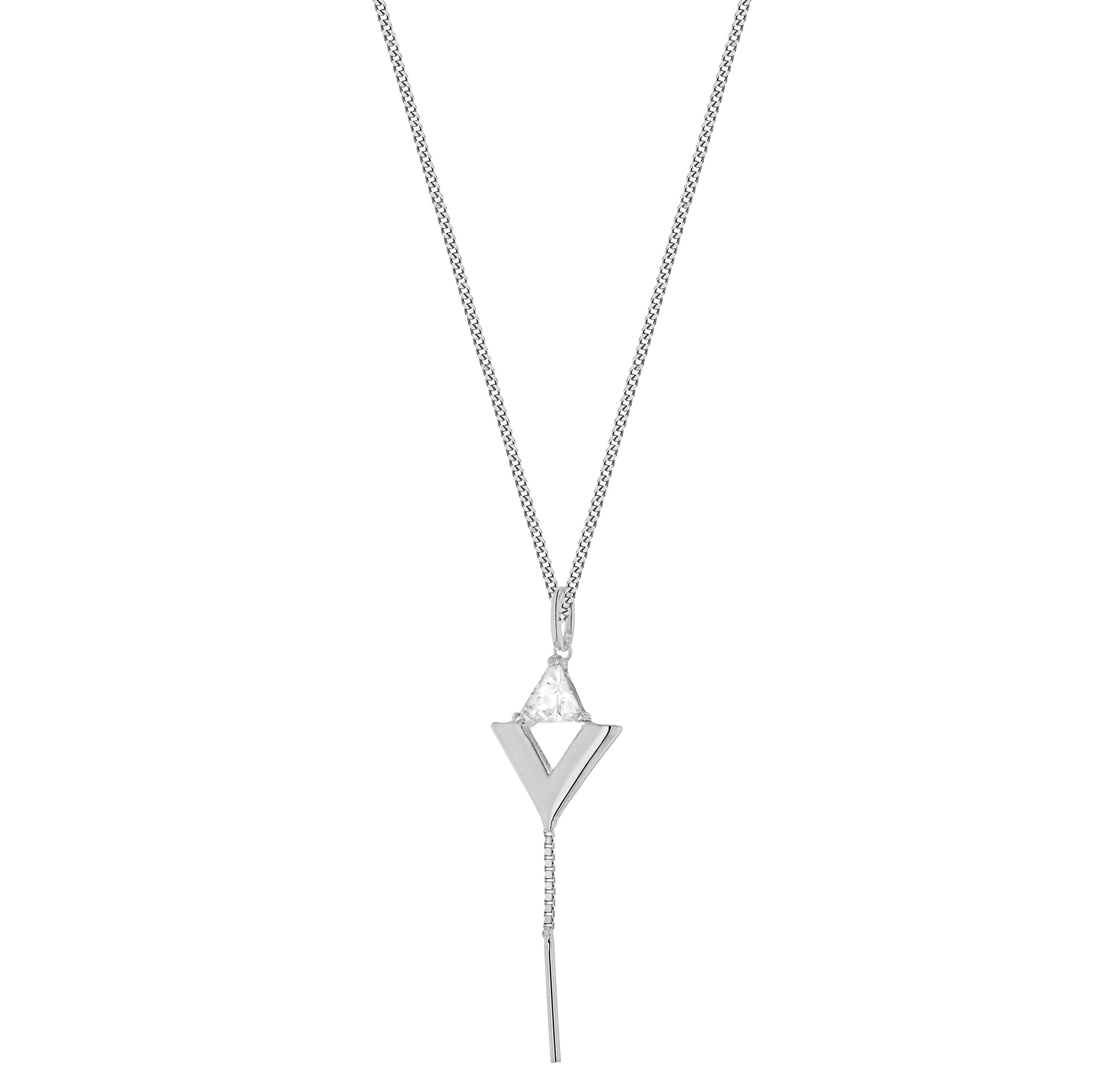Tuscany Silver Damski srebro Sterling rodowane CZ trójkąt i łańcuch wisiorek na łańcuszku o splocie pancerka - 46 cm / 18 cali
