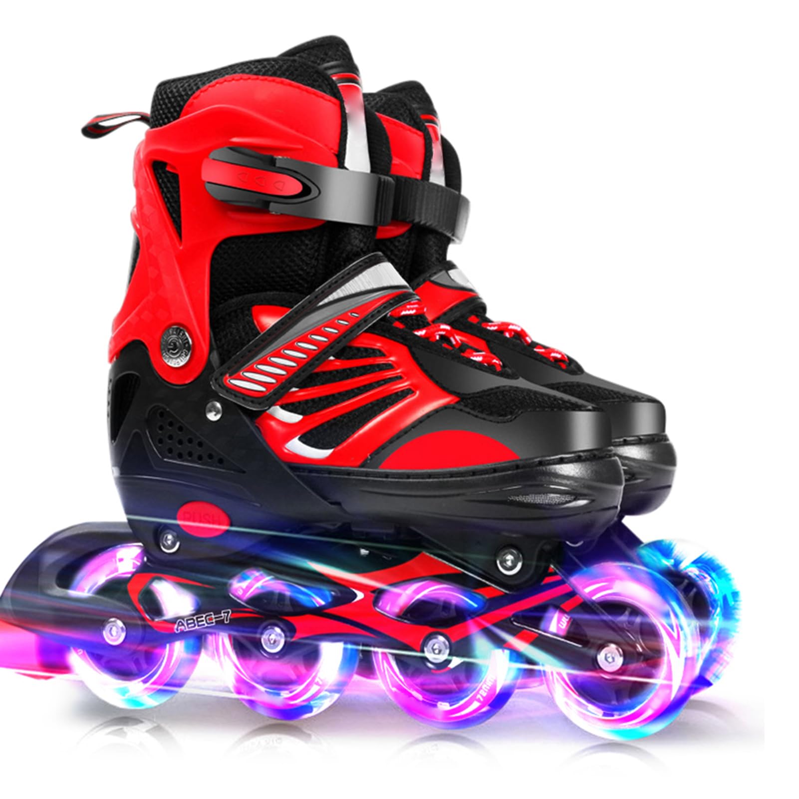 Juroupi Juroupi Skate Shoes for Kids Adjustable Illuminating Inline Skates with Light Up Wheels for Kids and Youth Girls Boys Inline (S)