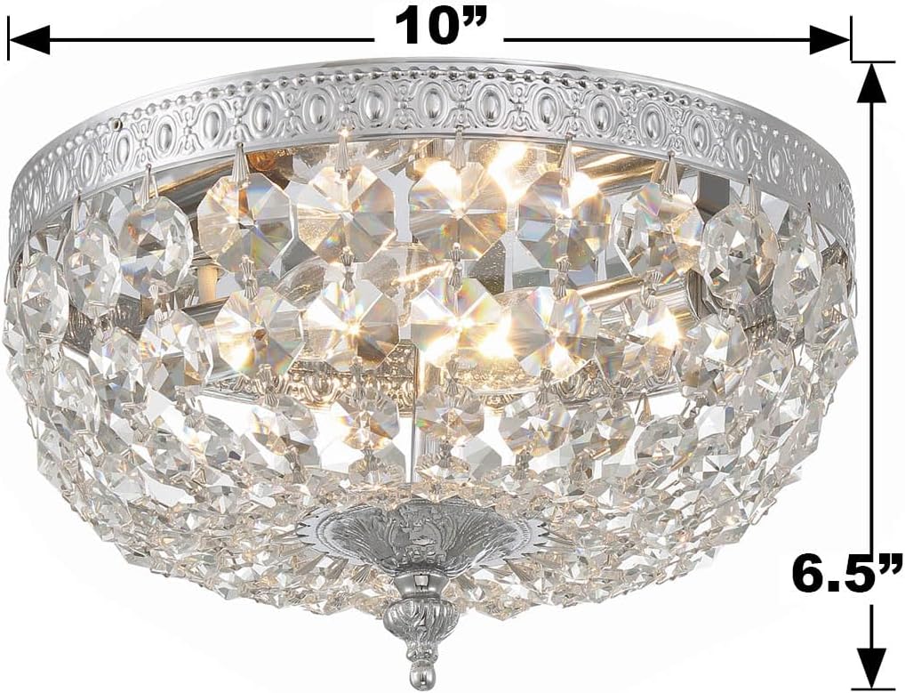 Crystorama 2 Light Clear Italian Crystal Flush Mount (Polished Chrome, 10")