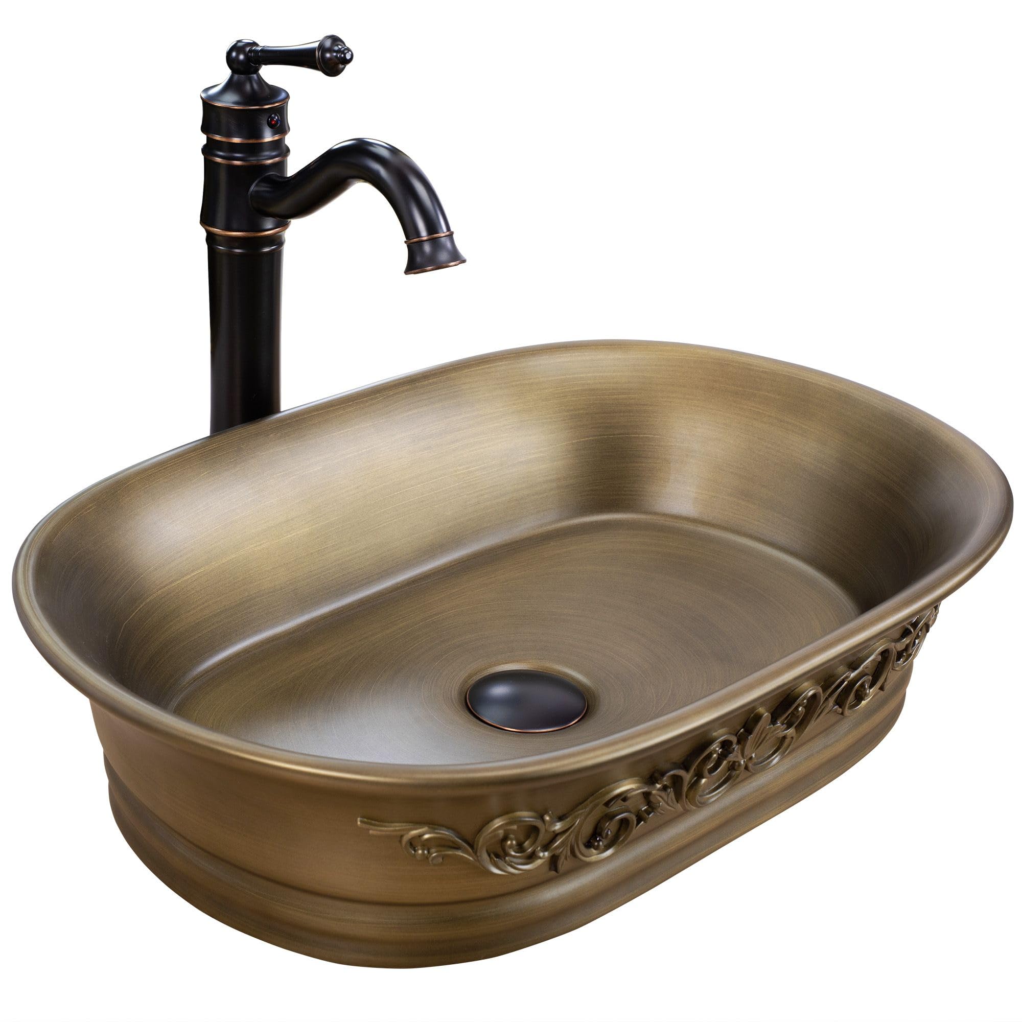Rea - Lavabo Da Appoggio Wilma Rustic Lavabo Bagno 550 X 380 X 130 mm Ceramica (Rame Lucidato)
