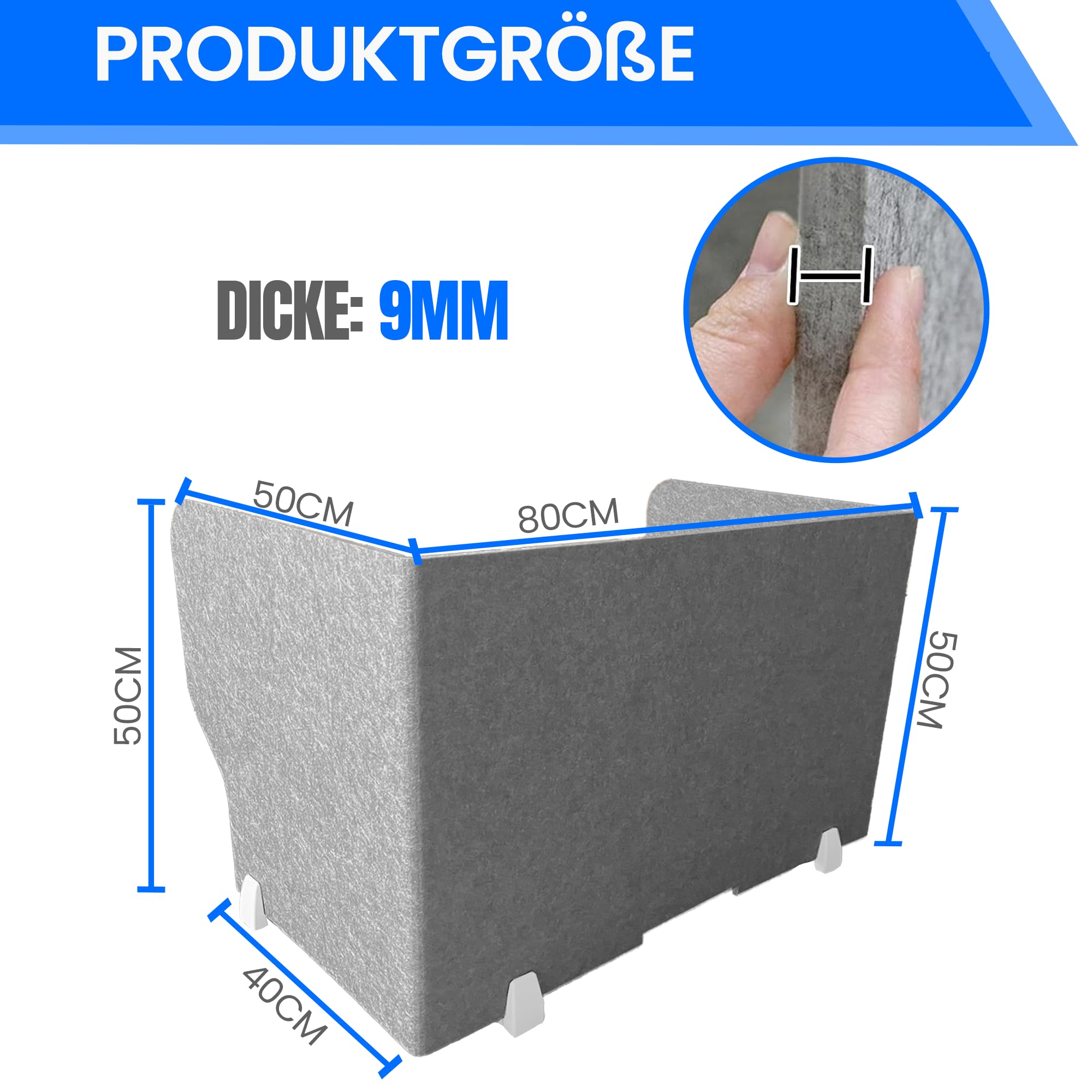 ReFind Faltbarer Schreibtisch-Trennwand Pro – Fodable Sichtschutz und Akustikplatte | Büro-Organizer für Schule oder Büro, Schreibtisch-Trennwand (50 cm x 50 cm x 80 cm)