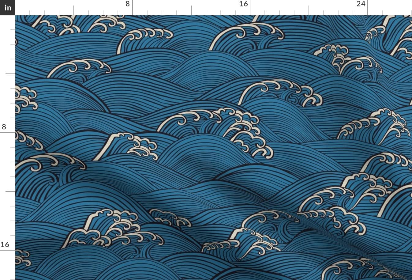 Spoonflower Fabric - Indigo Waves Vintage Blue Asian Japanese Water Waves Indigo Printed on Minky Fabric by The Yard - Sewing Baby Blankets Quilt Backing Plush