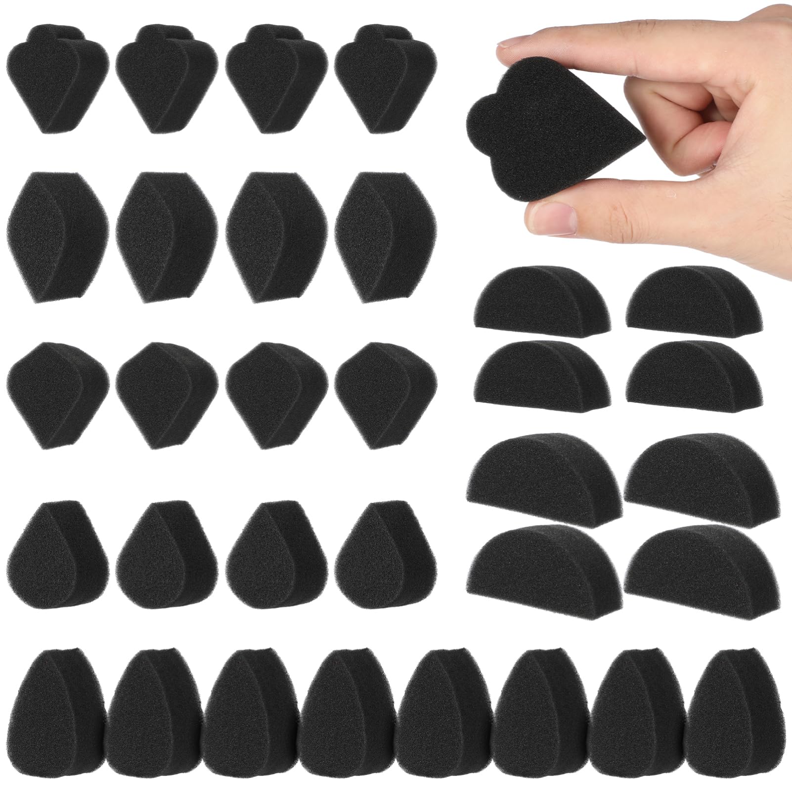 Sewroro 32pcs Face Painting Sponges, Black Paint Sponges Makeup Sponge Pottery Crafts Sponges for Art Work Makeup Body Paint