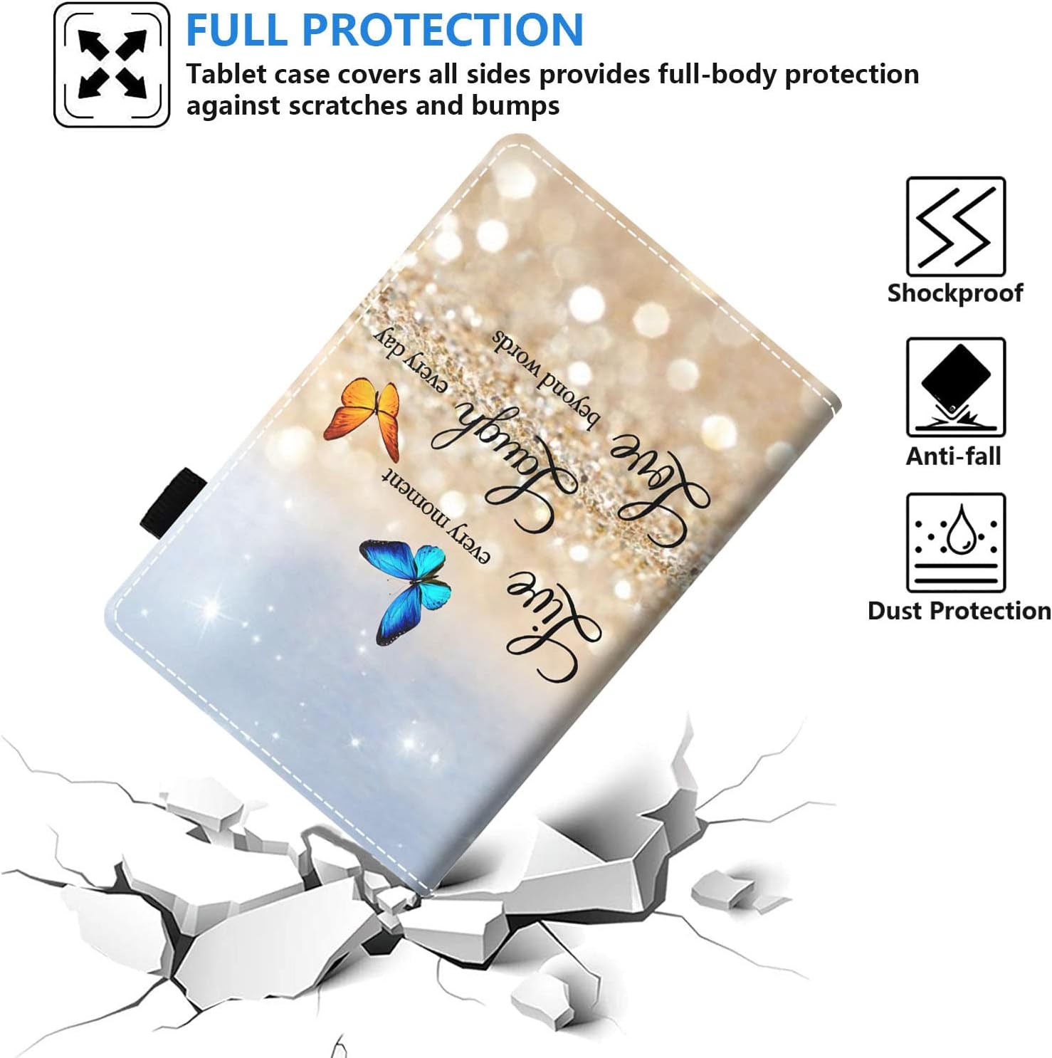 Case for All-New Kindle Fire HD 10/Fire HD 10 Plus Tablet 10.1 inch (11th Generation, 2021 Released) - Inspirational Quote Live Laugh Love Design Slim PU Leather Cover with Auto Sleep Wake