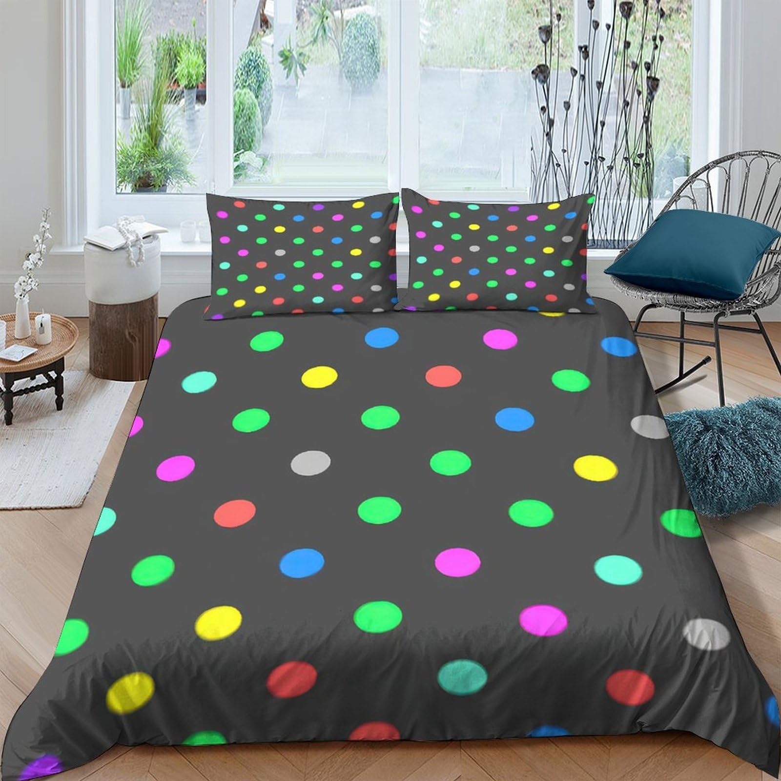 Ctjqhvkz Style-9 3D Printed Colorful Polka Dot Fitted Sheet Microfiber Soft Bed Sheet Vibrant Dots Mattress Cover For Bedroom Decor Single（135X200cm）