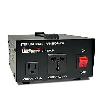 LiteFuze 1500W Step Up/Down Voltage Converter Transformer – 110V/220V Power Converter with Universal Grounded Outlet, Toroidal ConvertingBox Tech, CE Certified, Heavy-Duty Design