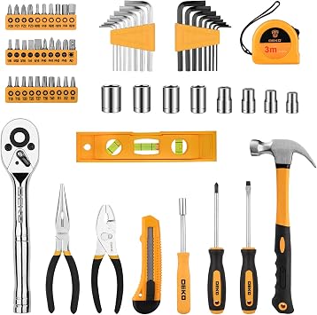 DEKOPRO 65 Pieces Tool Set General Household Hand Tool Kit with Storage Case Plastic ToolBox